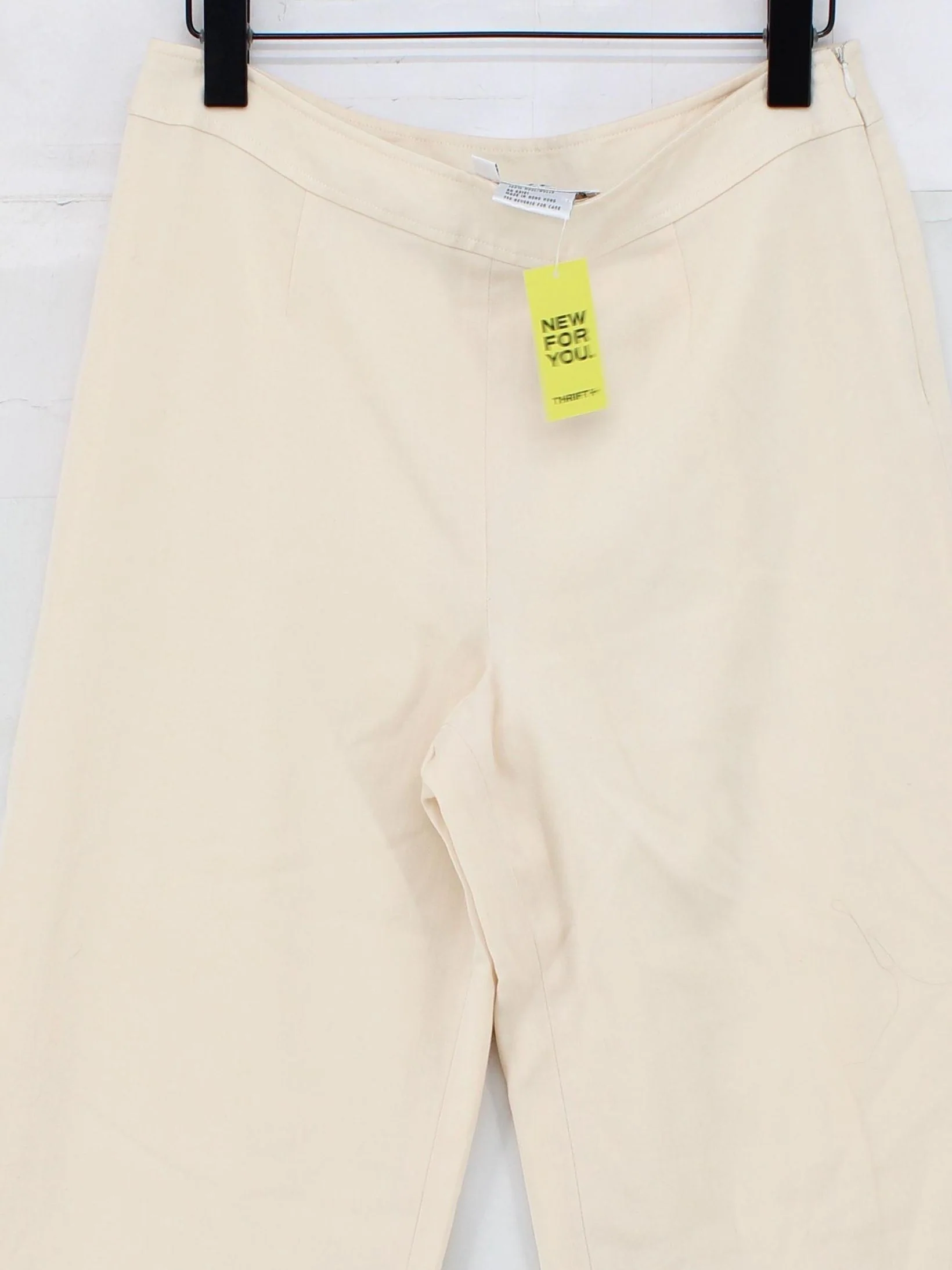 Carlisle Women's Trousers UK 12 Cream 100% Wool Wide-Leg Chino - Image 3