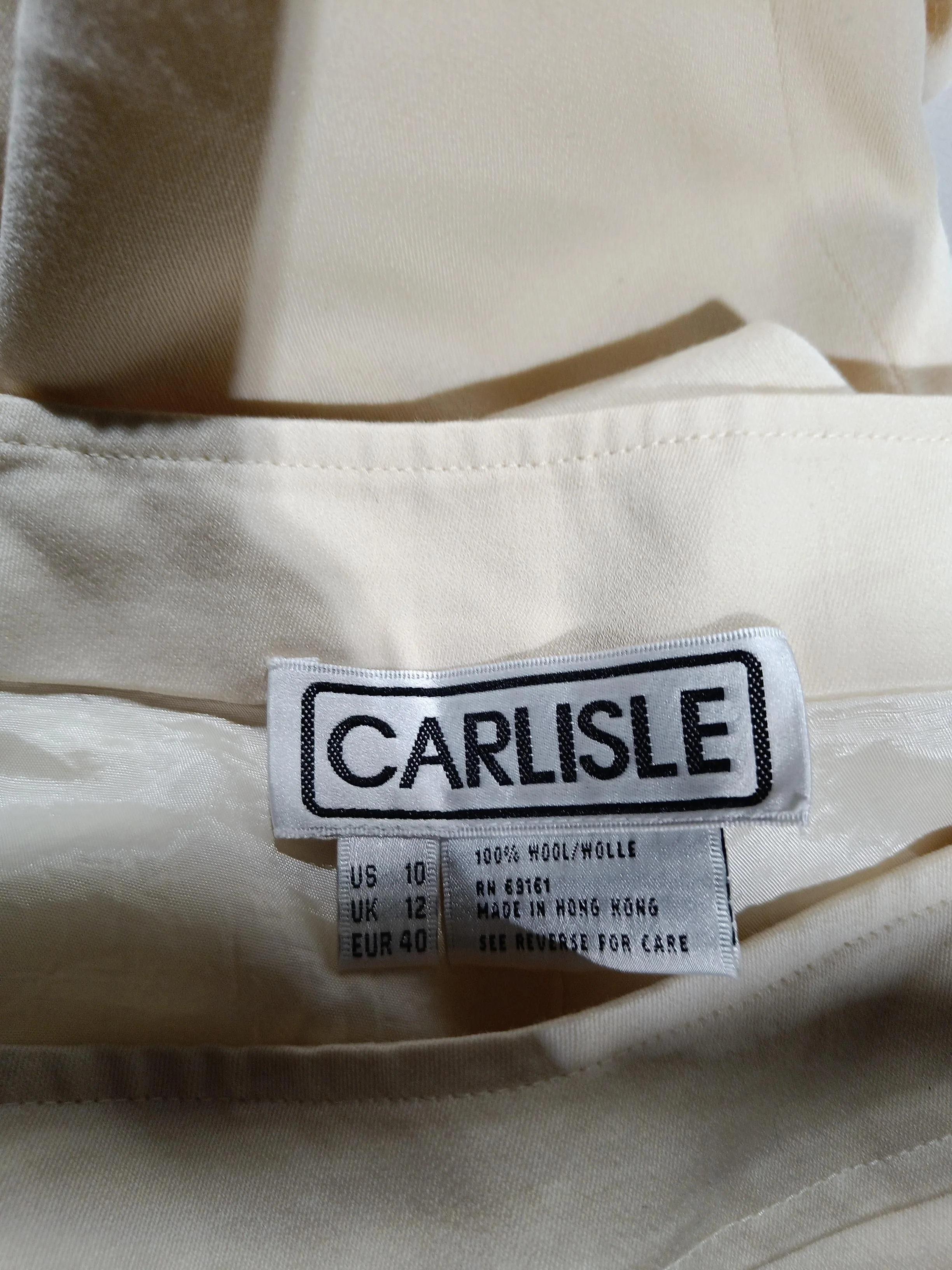 Carlisle Women's Trousers UK 12 Cream 100% Wool Wide-Leg Chino - Image 5