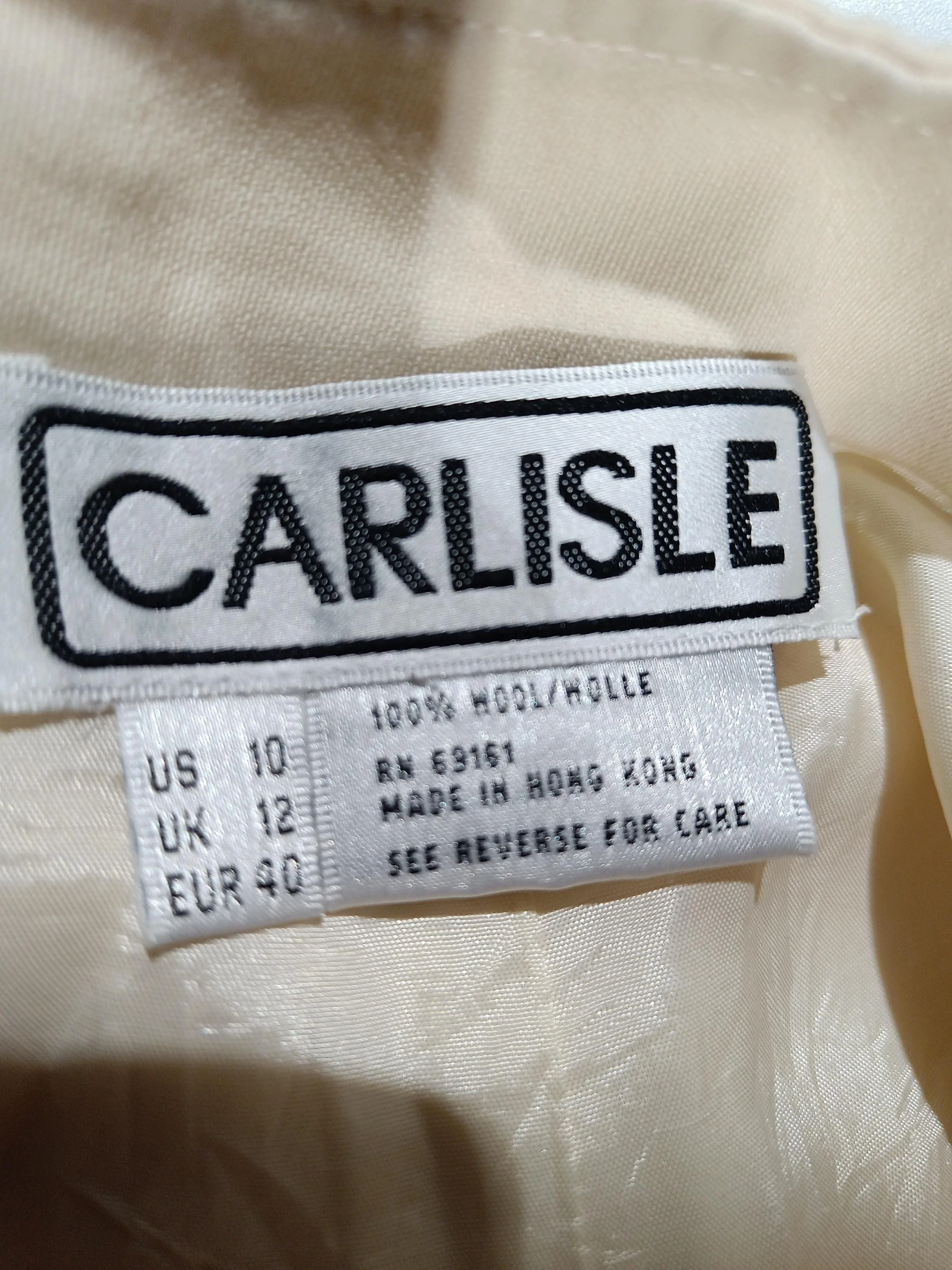 Carlisle Women's Trousers UK 12 Cream 100% Wool Wide-Leg Chino - Image 6