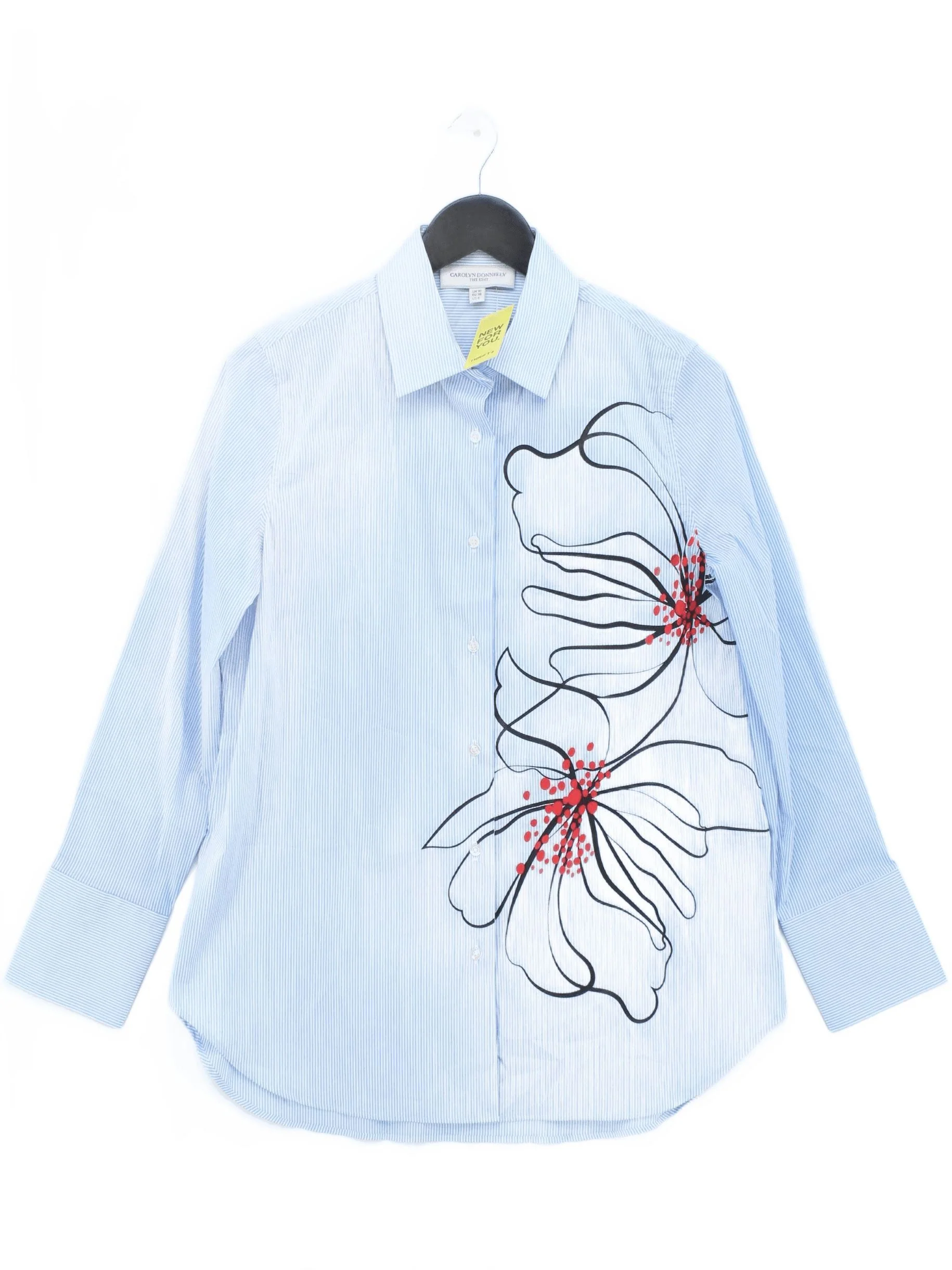Carolyn Donnelly Women's Shirt UK 10 Blue Cotton with Nylon, Elastane Basic