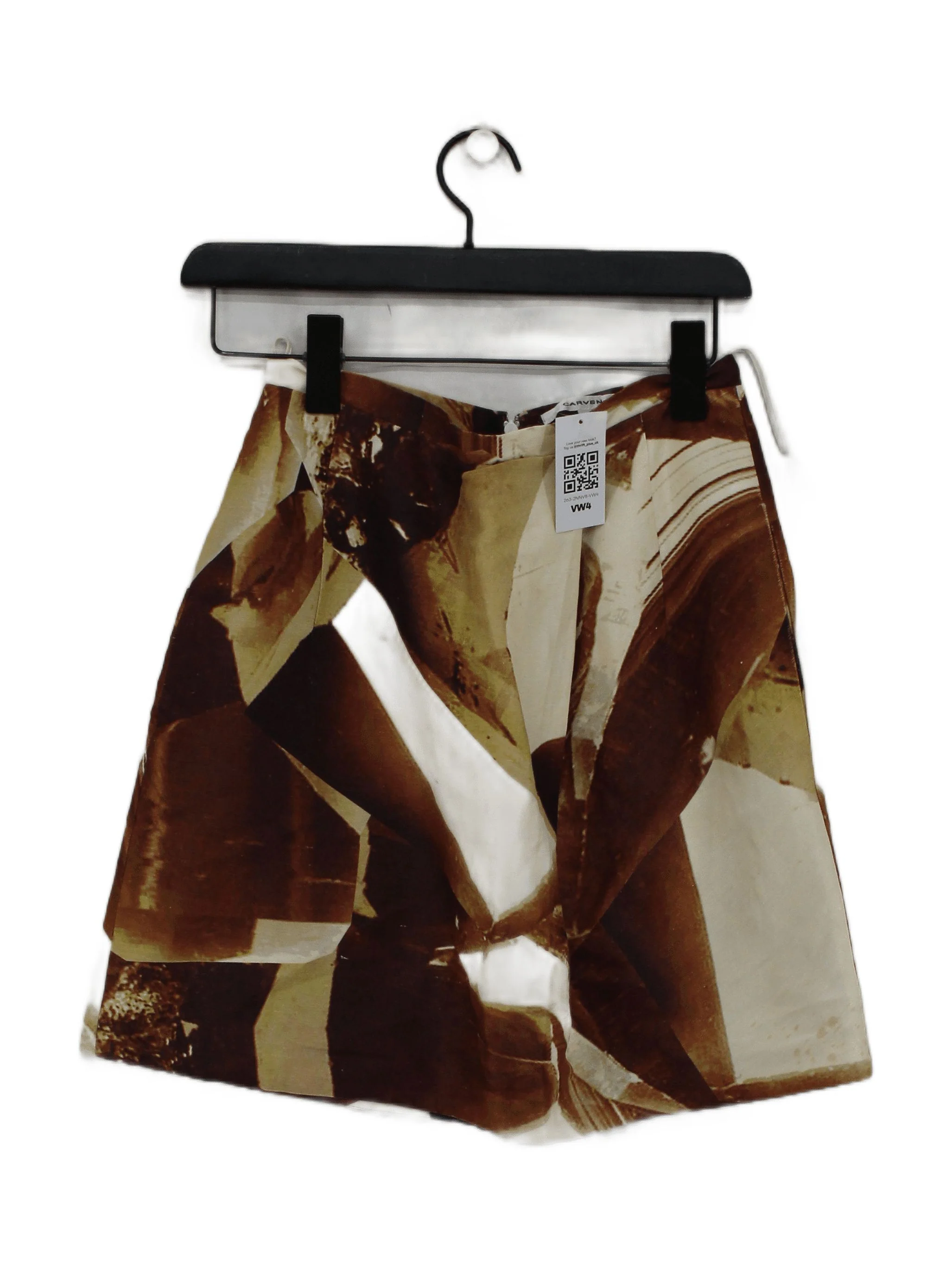Carven Women's Mini Skirt UK 8 Brown Linen with Silk, Acetate, Viscose Mini