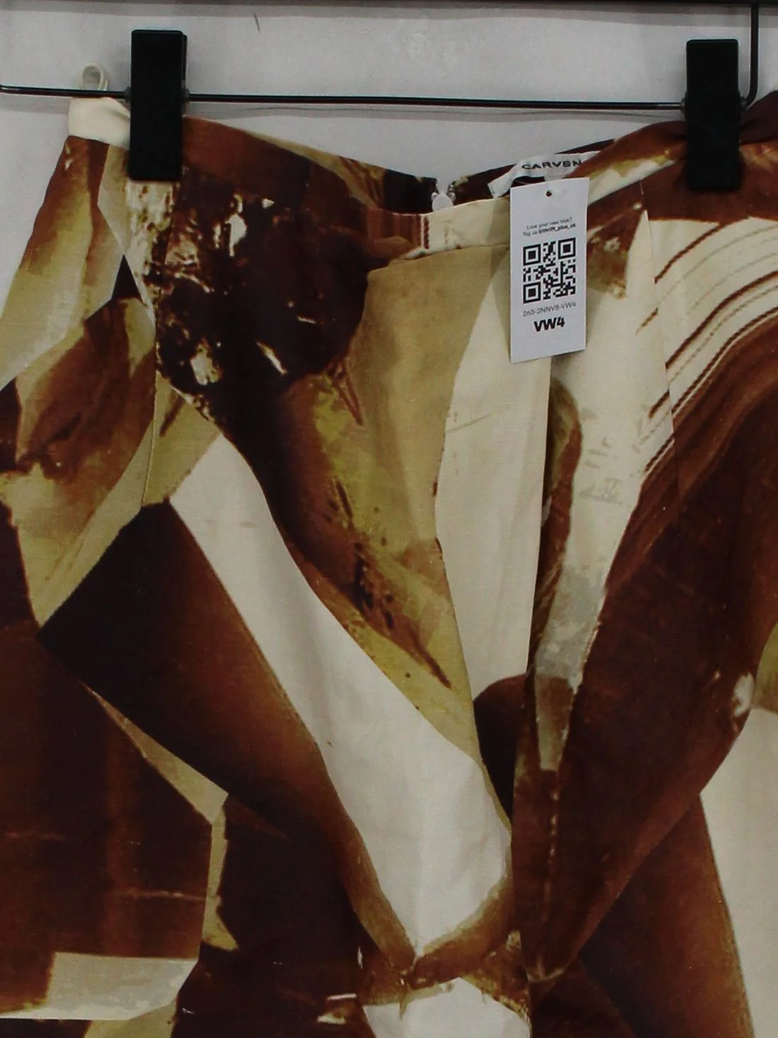 Carven Women's Mini Skirt UK 8 Brown Linen with Silk, Acetate, Viscose Mini - Image 3