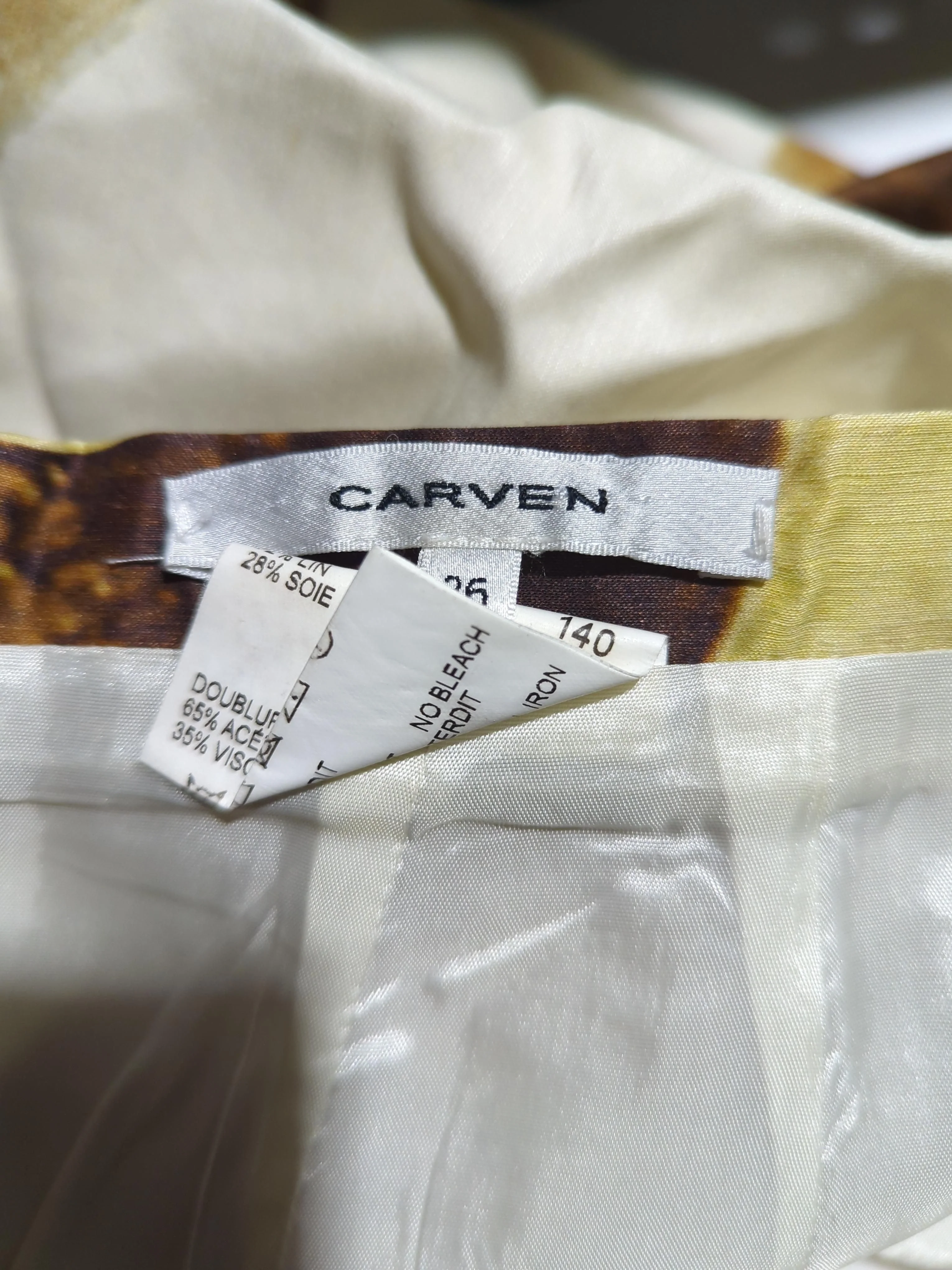 Carven Women's Mini Skirt UK 8 Brown Linen with Silk, Acetate, Viscose Mini - Image 5