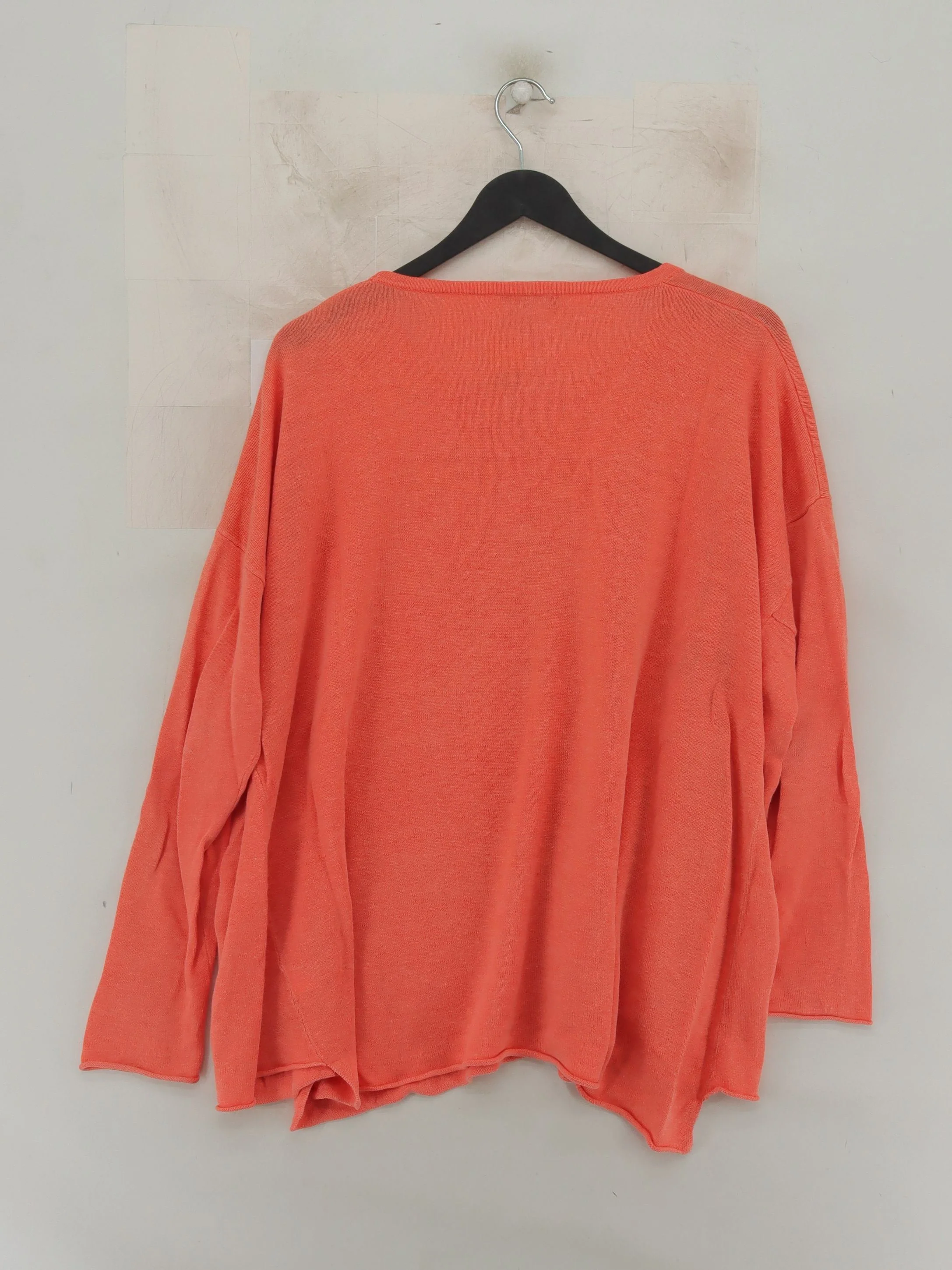 Cash CA Women's Jumper L Orange 100% Linen Round Neck Pullover - Image 2