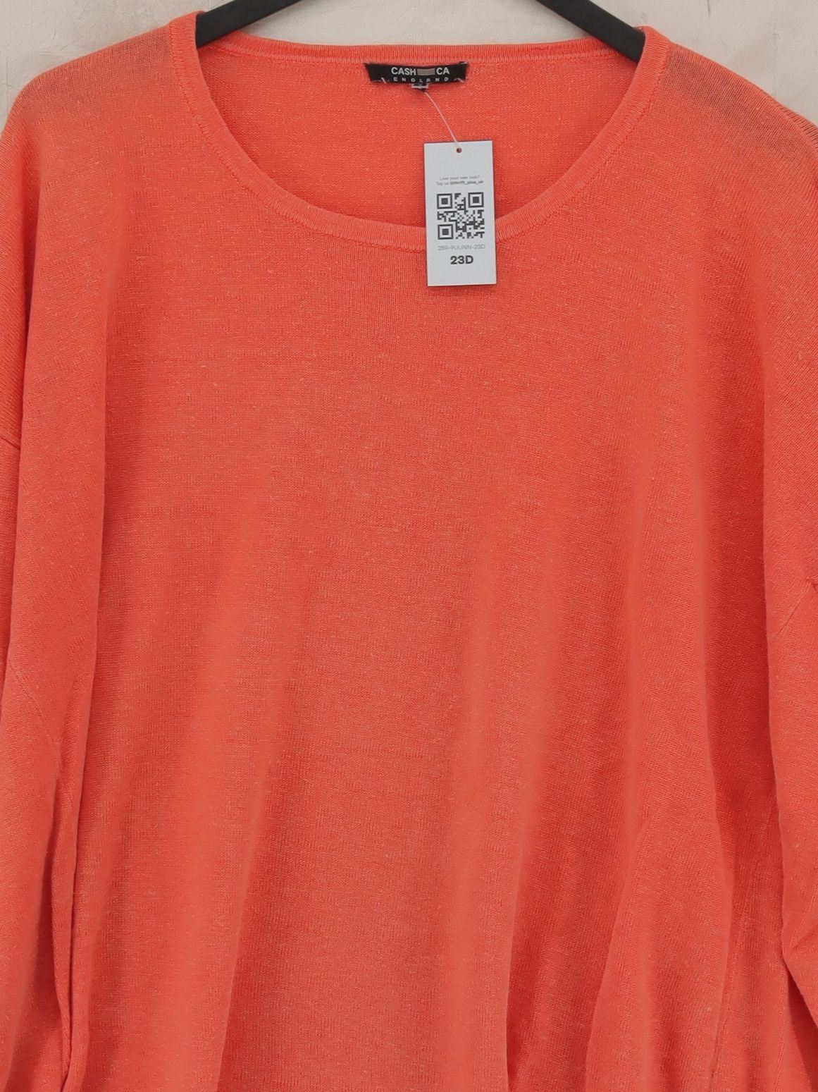 Cash CA Women's Jumper L Orange 100% Linen Round Neck Pullover - Image 3