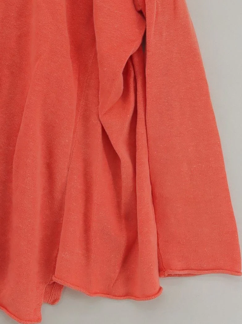 Cash CA Women's Jumper L Orange 100% Linen Round Neck Pullover - Image 4