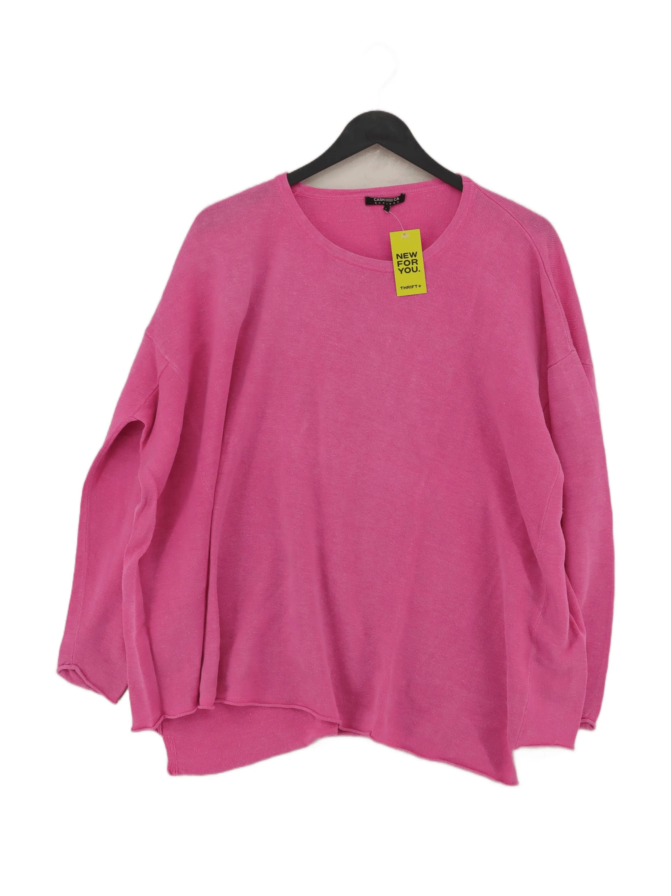 Cash CA Women's Jumper L Pink 100% Linen Round Neck Pullover