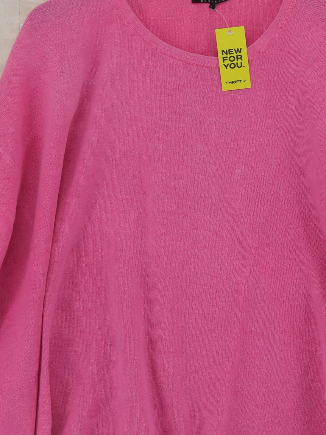 Cash CA Women's Jumper L Pink 100% Linen Round Neck Pullover - Image 3