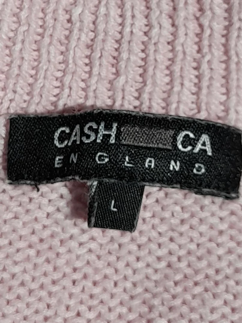 Cash CA Women's Jumper L Pink Cotton with Linen, Polyester V-Neck Pullover - Image 5