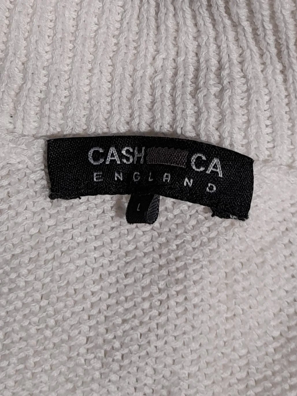 Cash CA Women's Jumper L White Cotton with Polyester, Linen V-Neck Pullover - Image 6
