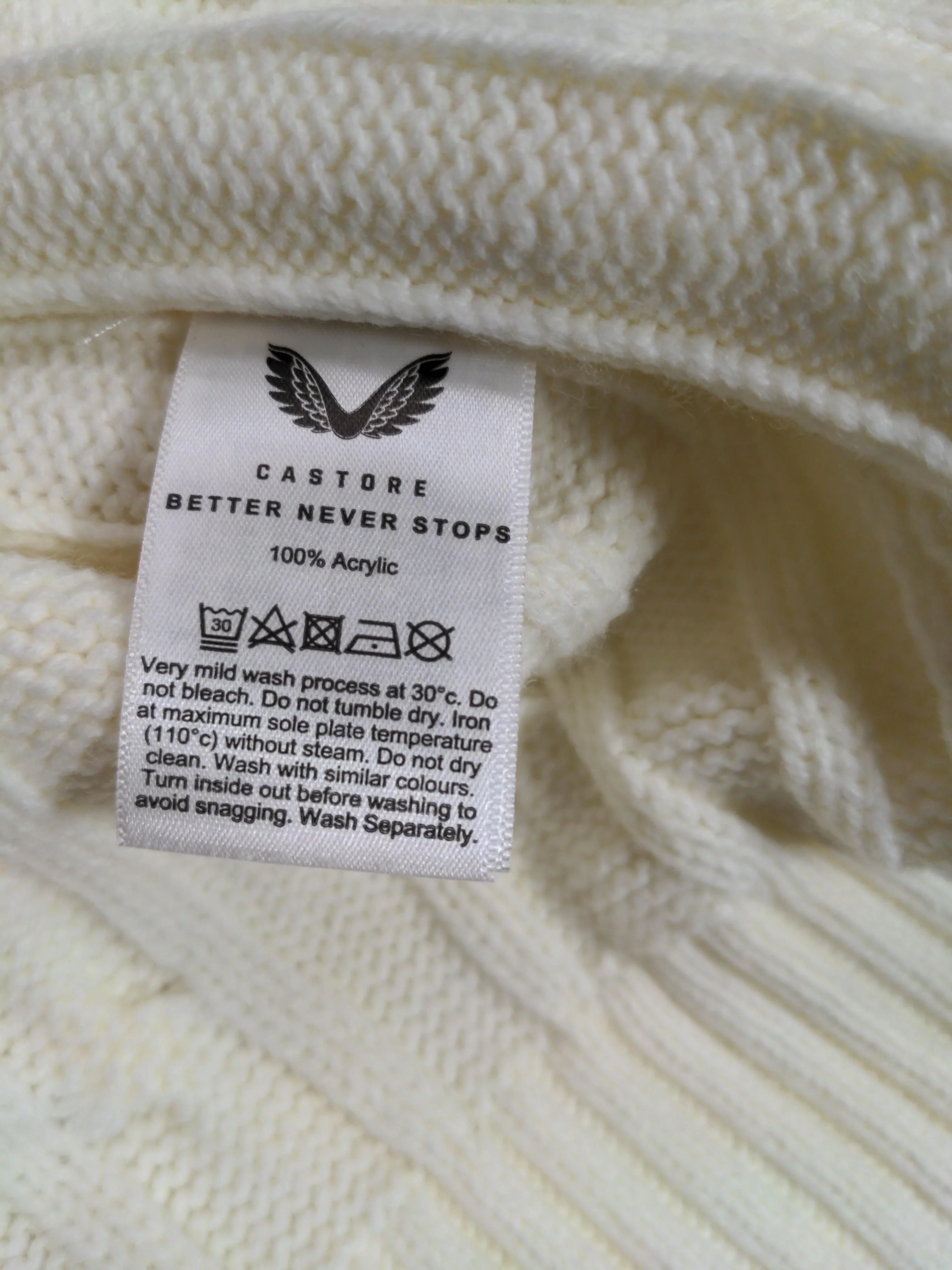 Castore Men's Jumper XXL Cream 100% Acrylic V-Neck Vest - Image 7