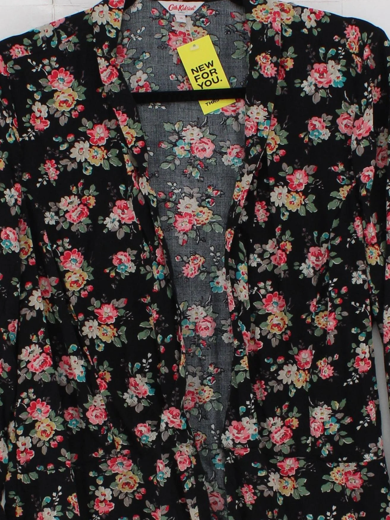 Cath Kidston Women's Blazer M Black Floral 100% Viscose Overcoat - Image 3