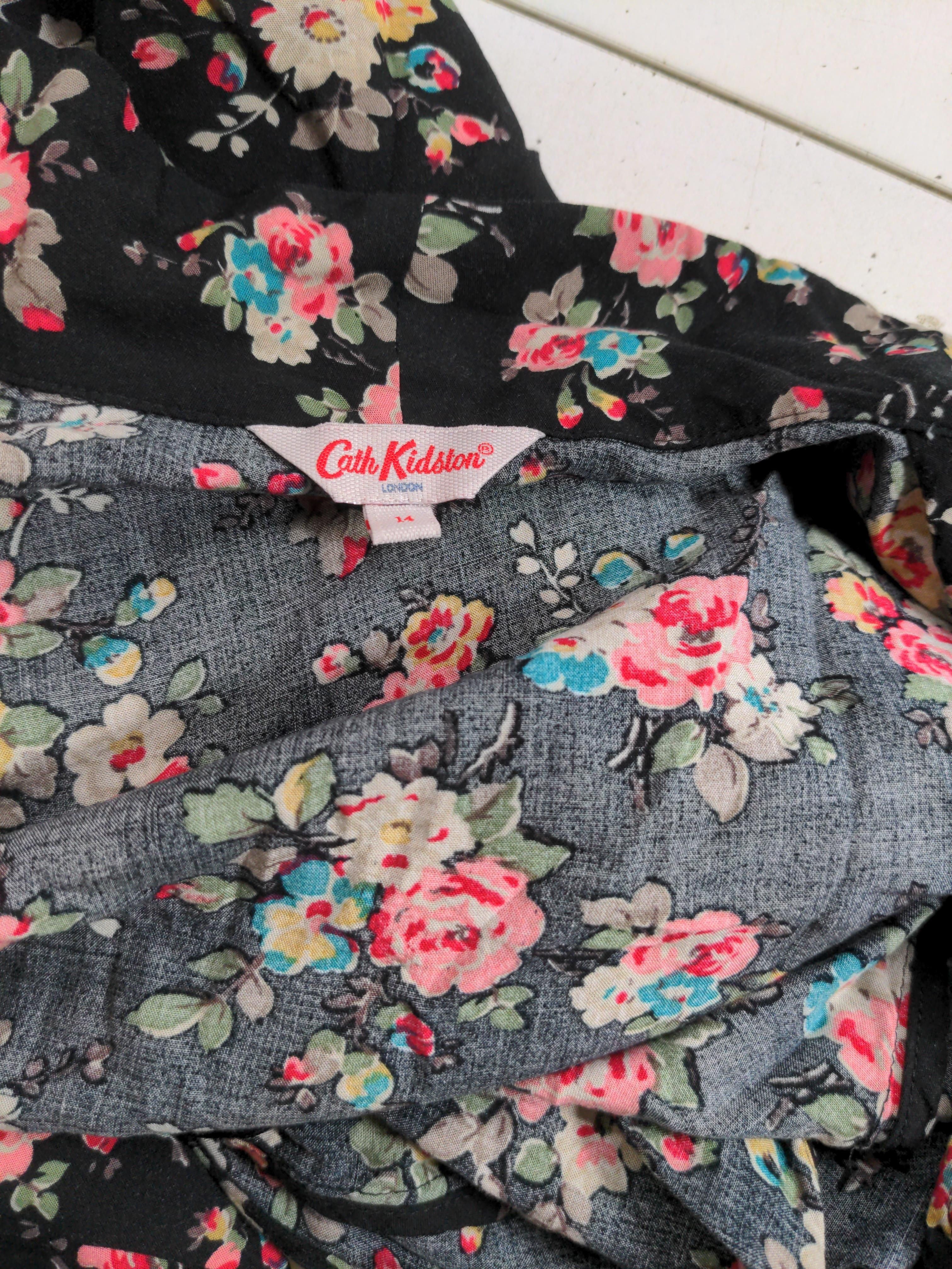 Cath Kidston Women's Blazer M Black Floral 100% Viscose Overcoat - Image 5