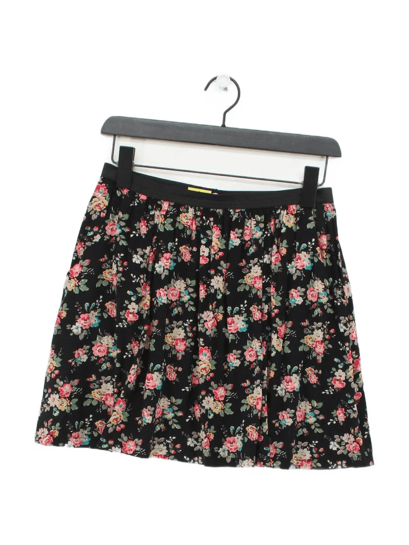 Cath Kidston Women's Mini Skirt UK 10 Black Floral 100% Viscose Short Mini