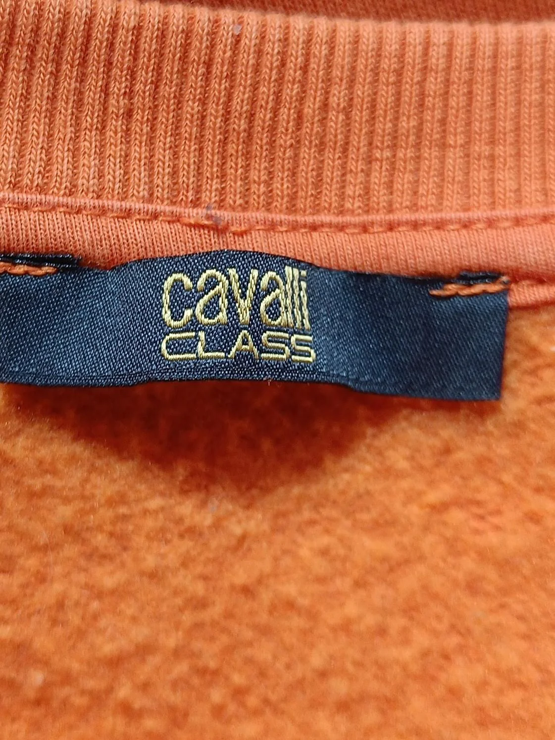 Cavalli Class Men's Hoodie L Orange Animal Print Cotton with Polyester Pullover - Image 5