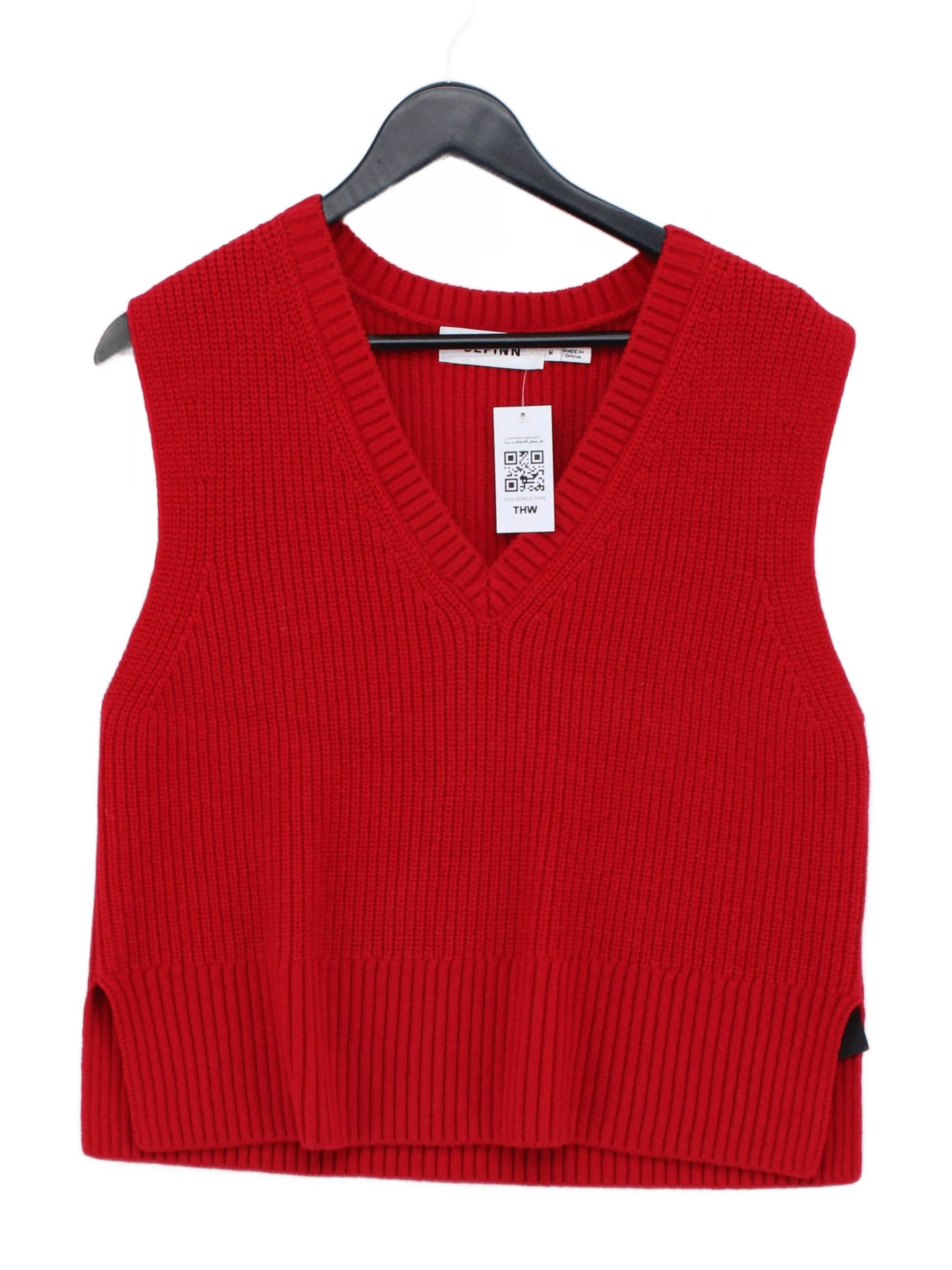 Cefinn Women's Jumper M Red Wool with Nylon V-Neck Vest