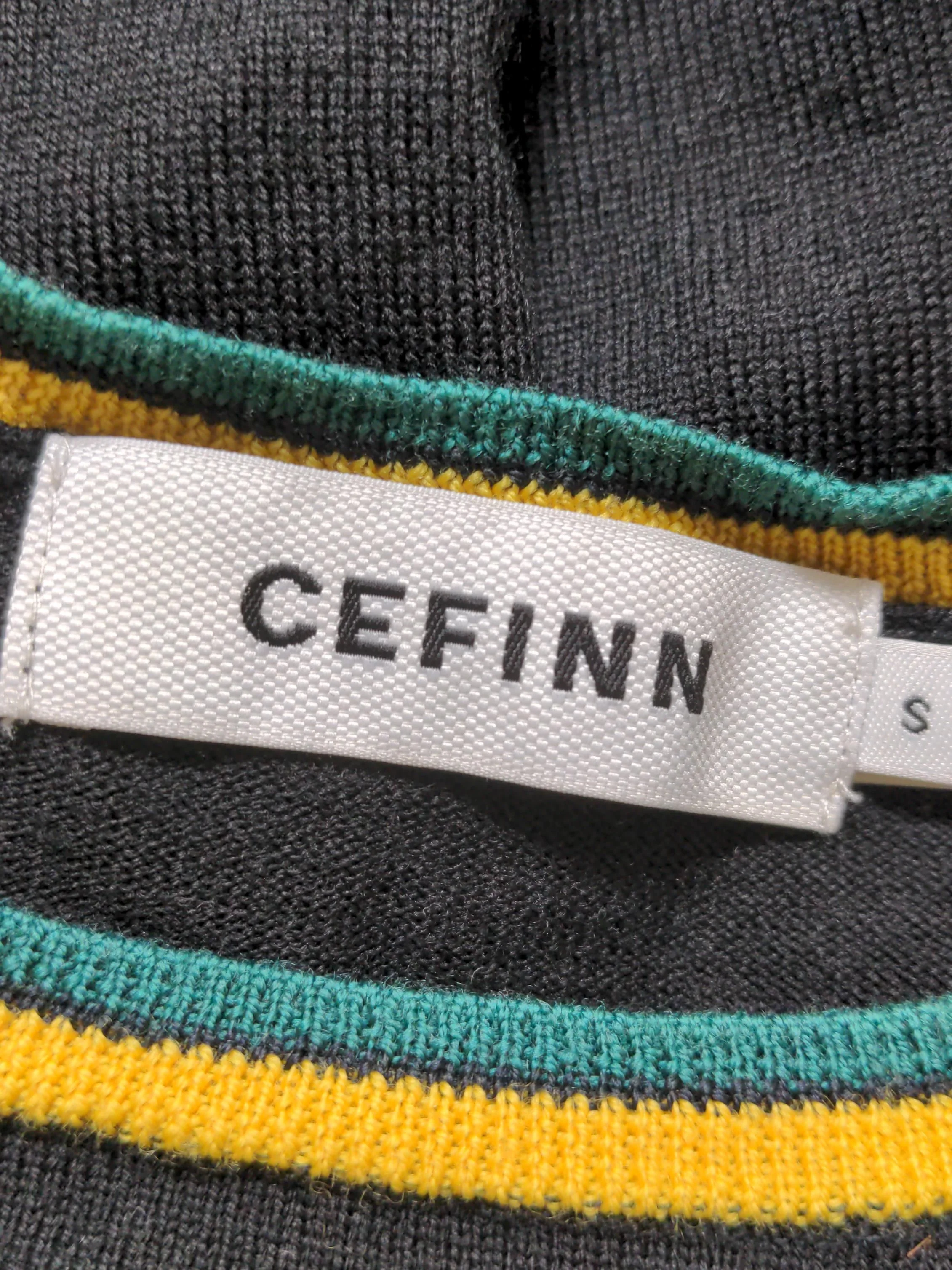 Cefinn Women's Jumper S Black Striped 100% Wool Crew Neck Pullover - Image 5