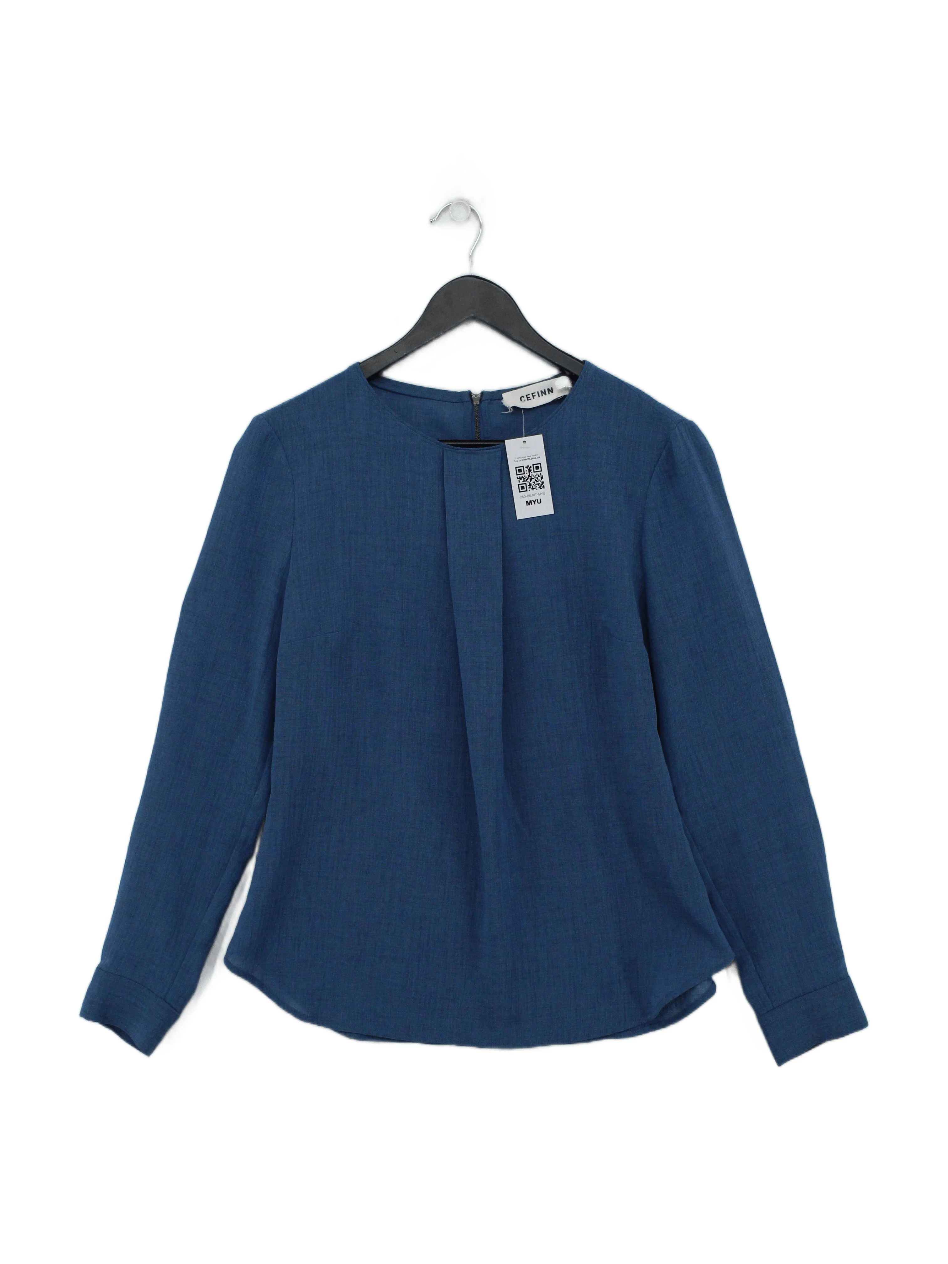 Cefinn Women's Top UK 12 Blue Other with Polyester Long Sleeve Round Neck Basic