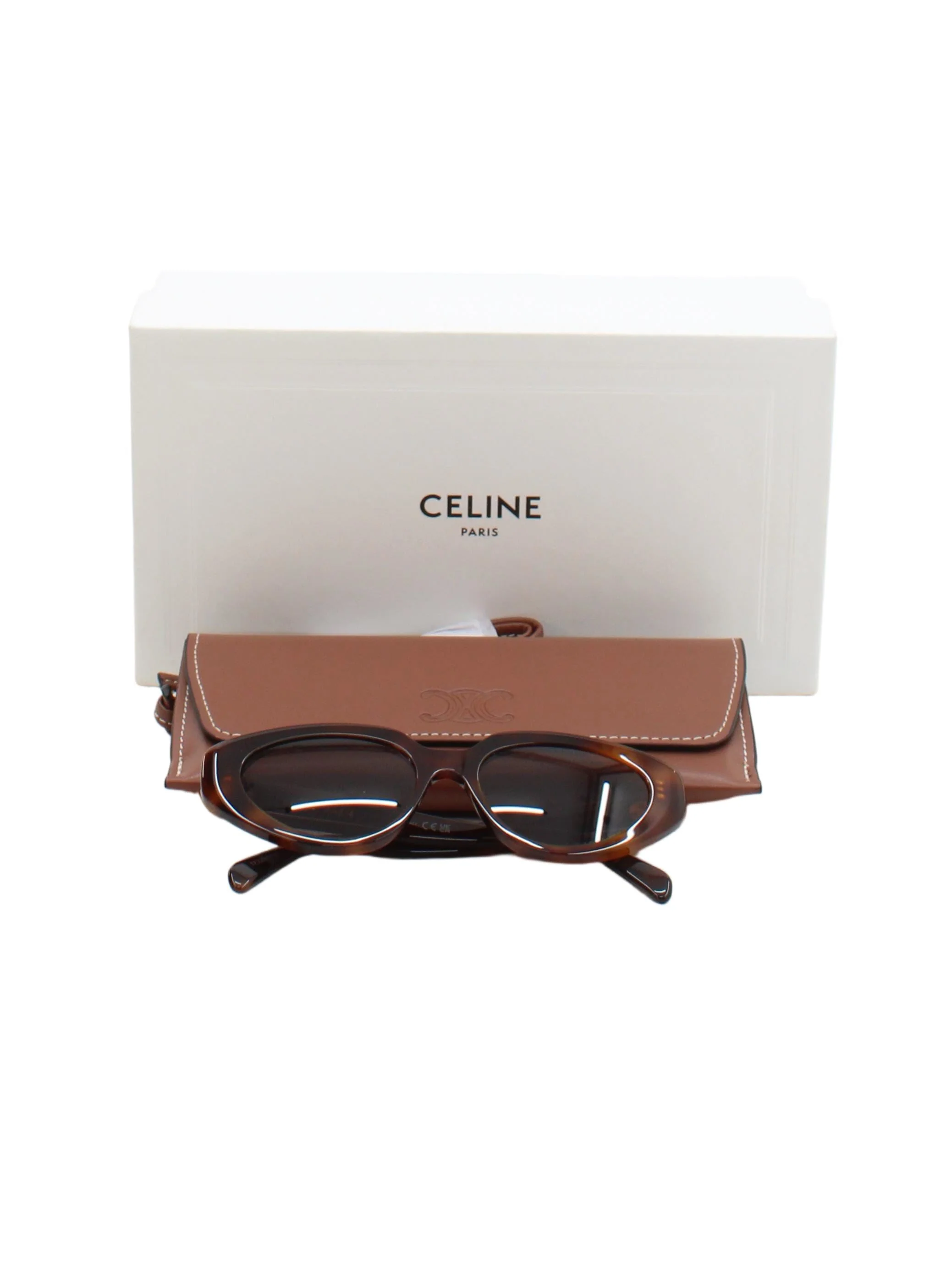 Celine Men's Sunglasses Brown Oval