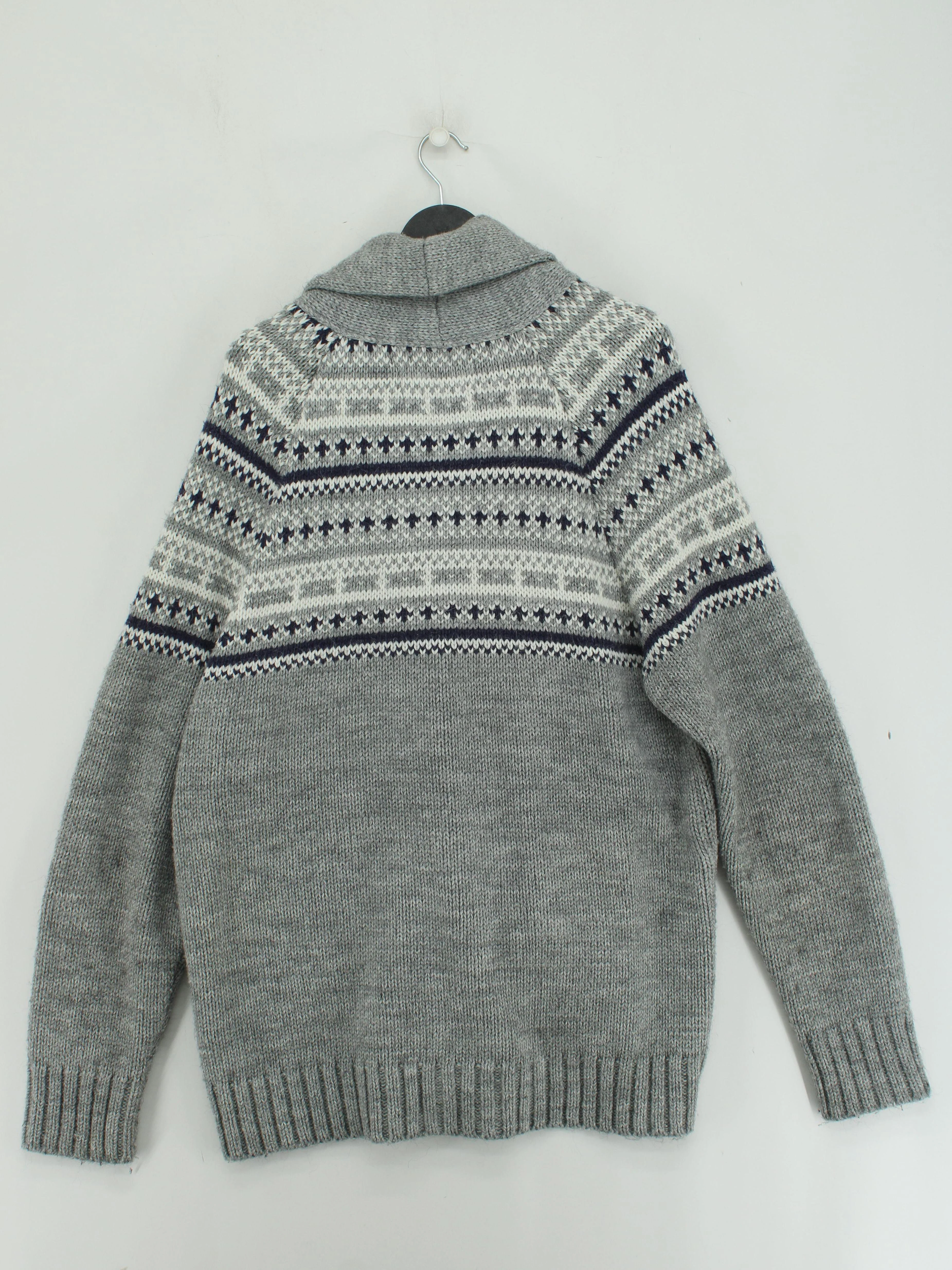 Celio Men's Cardigan XXL Grey Geometric Acrylic with Polyamide Collared Cardigan - Image 2