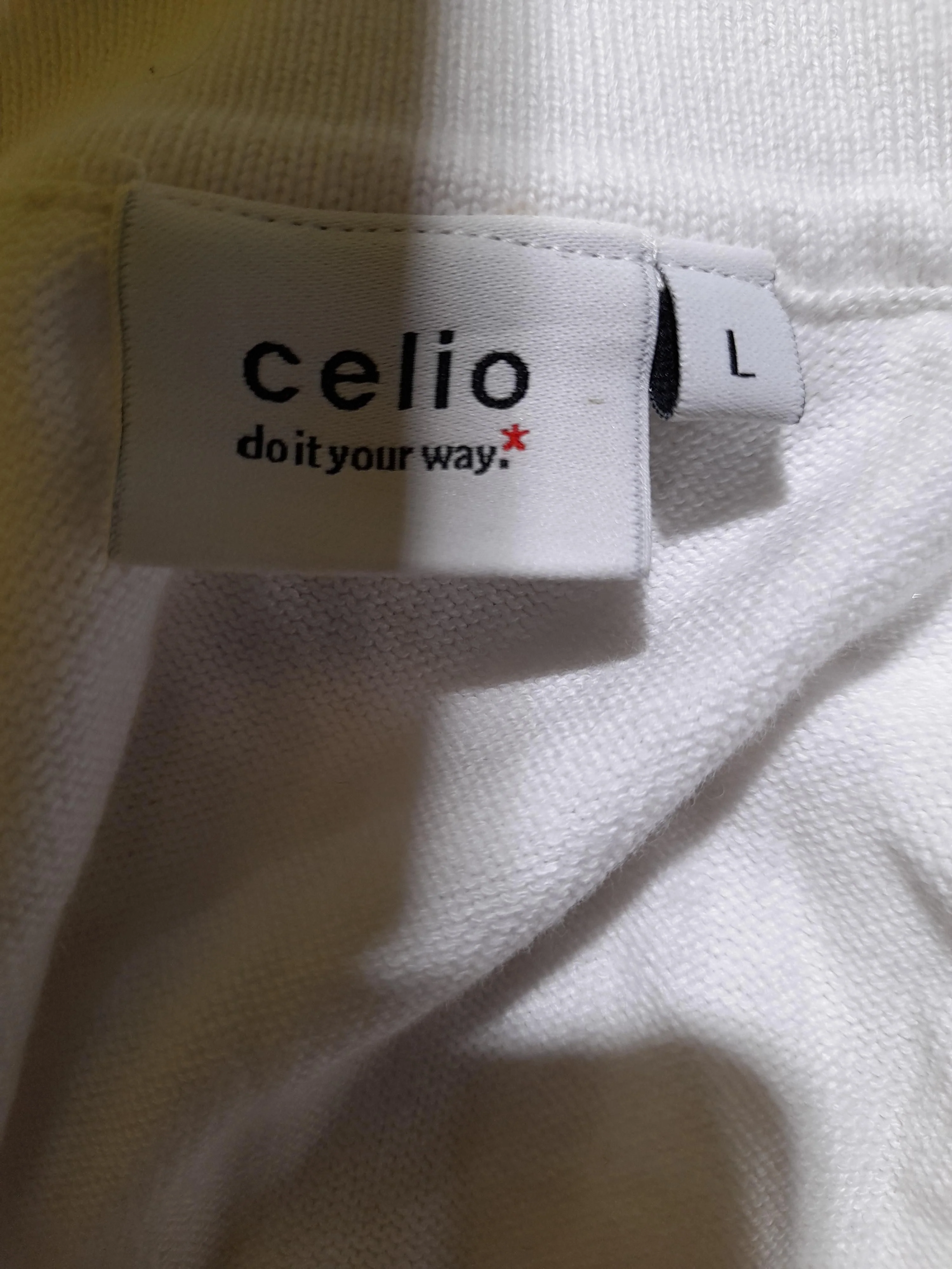Celio Men's Polo L White 100% Cotton Basic - Image 5