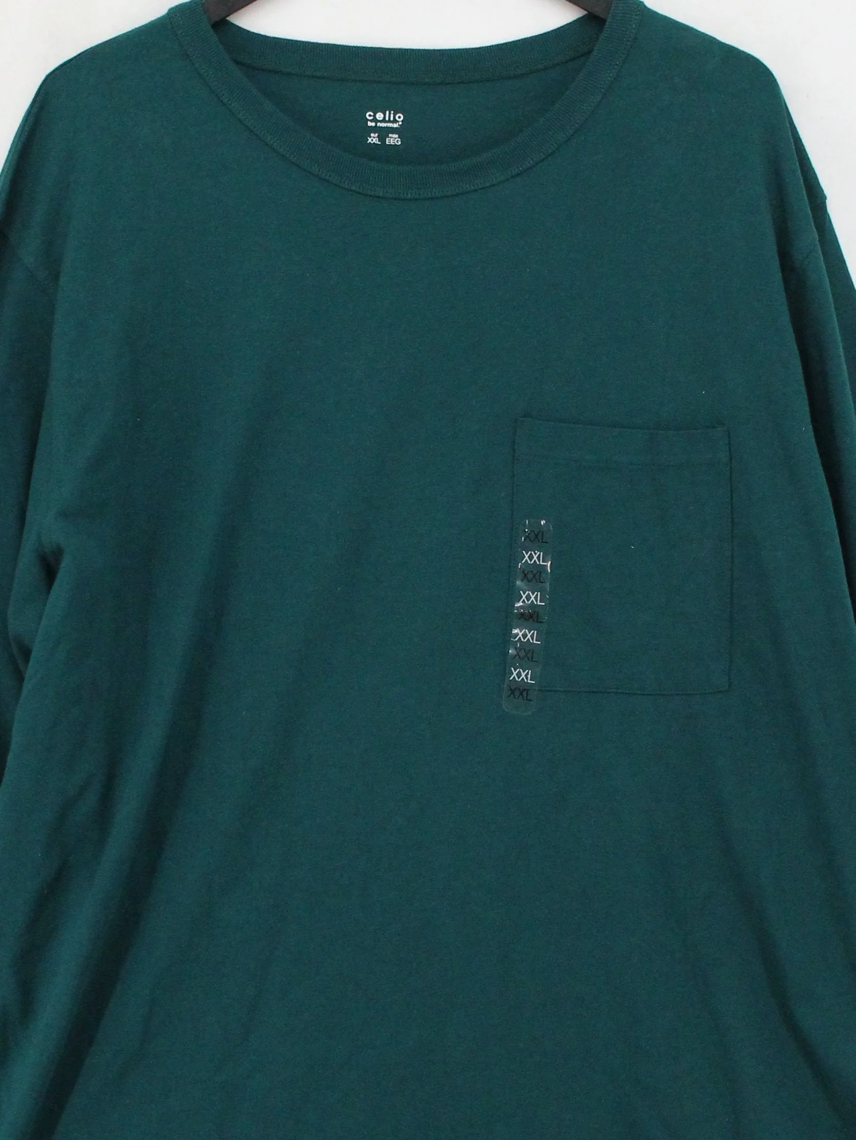 Celio Men's T-Shirt XXL Green 100% Cotton Basic - Image 3