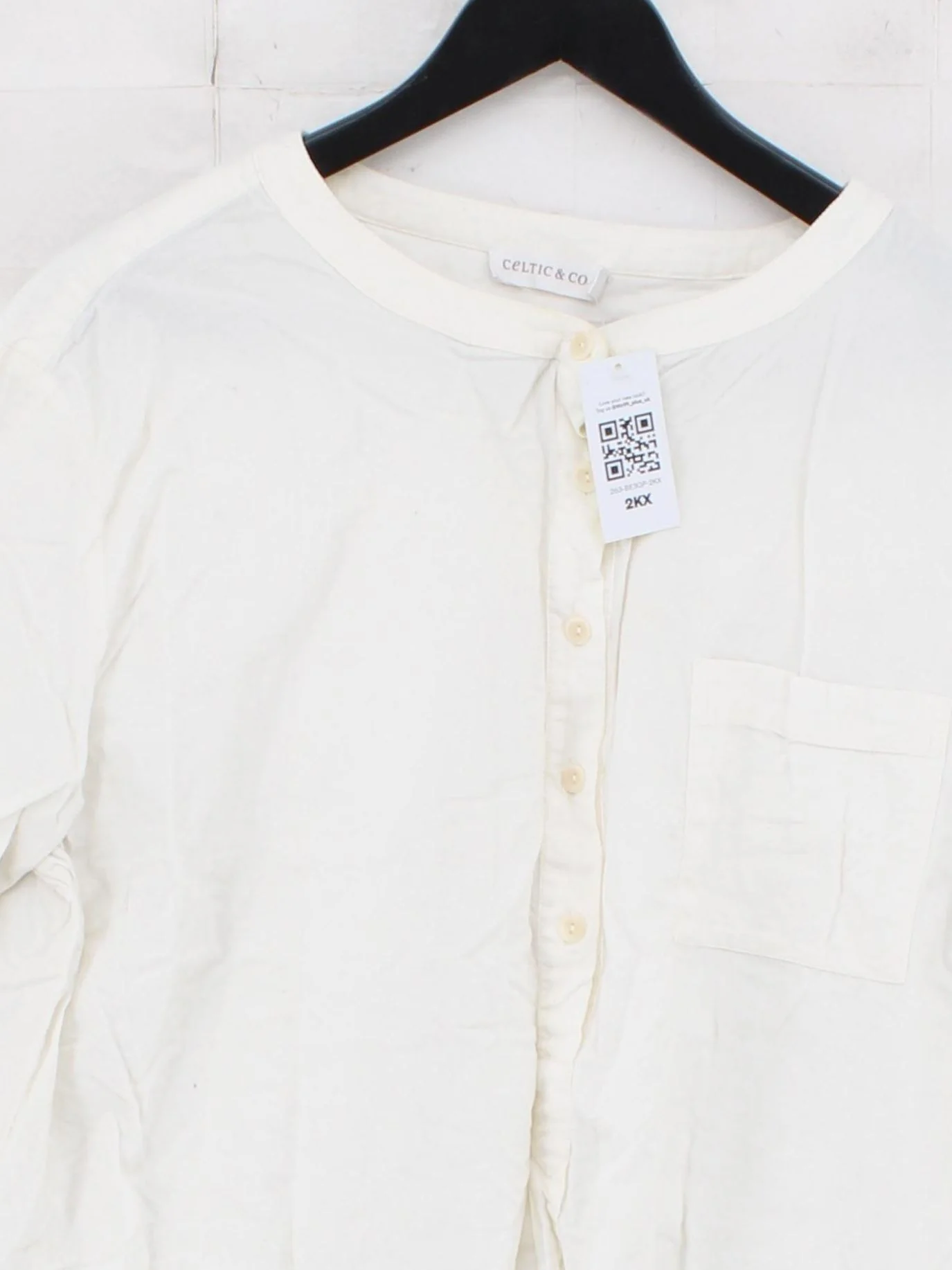 Celtic & Co Women's Shirt M White 100% Cotton Long Sleeve Round Neck Basic - Image 3