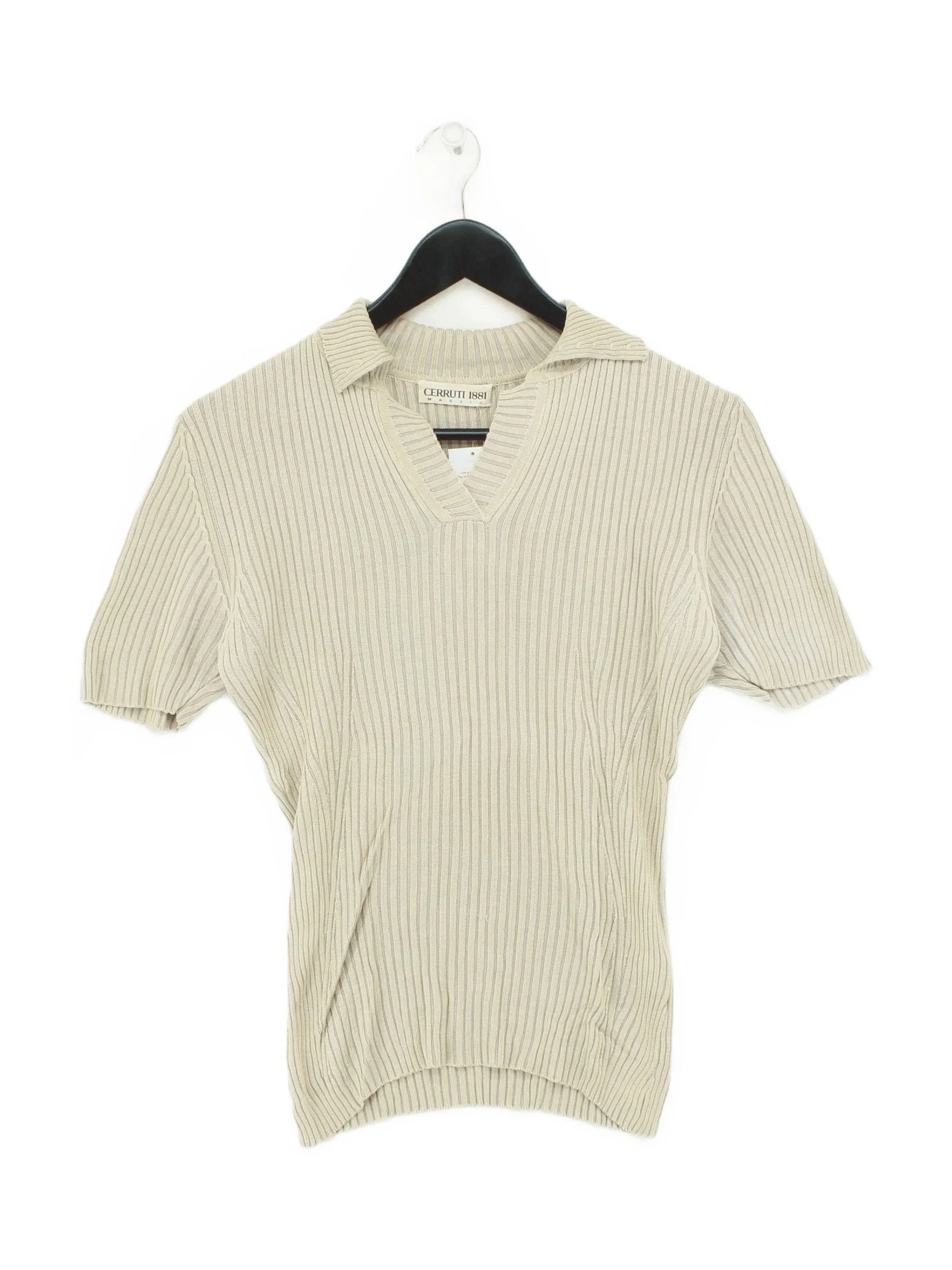 Cerruti 1881 Men's Polo M Cream 100% Silk Basic