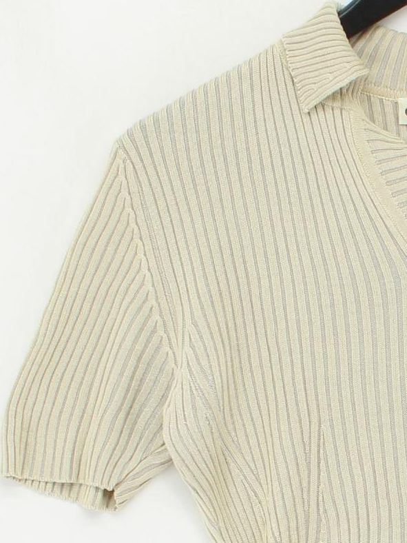 Cerruti 1881 Men's Polo M Cream 100% Silk Basic - Image 4