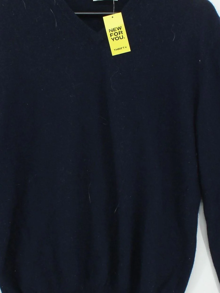 Cerruti Men's Jumper L Blue 100% Cashmere V-Neck Pullover - Image 3