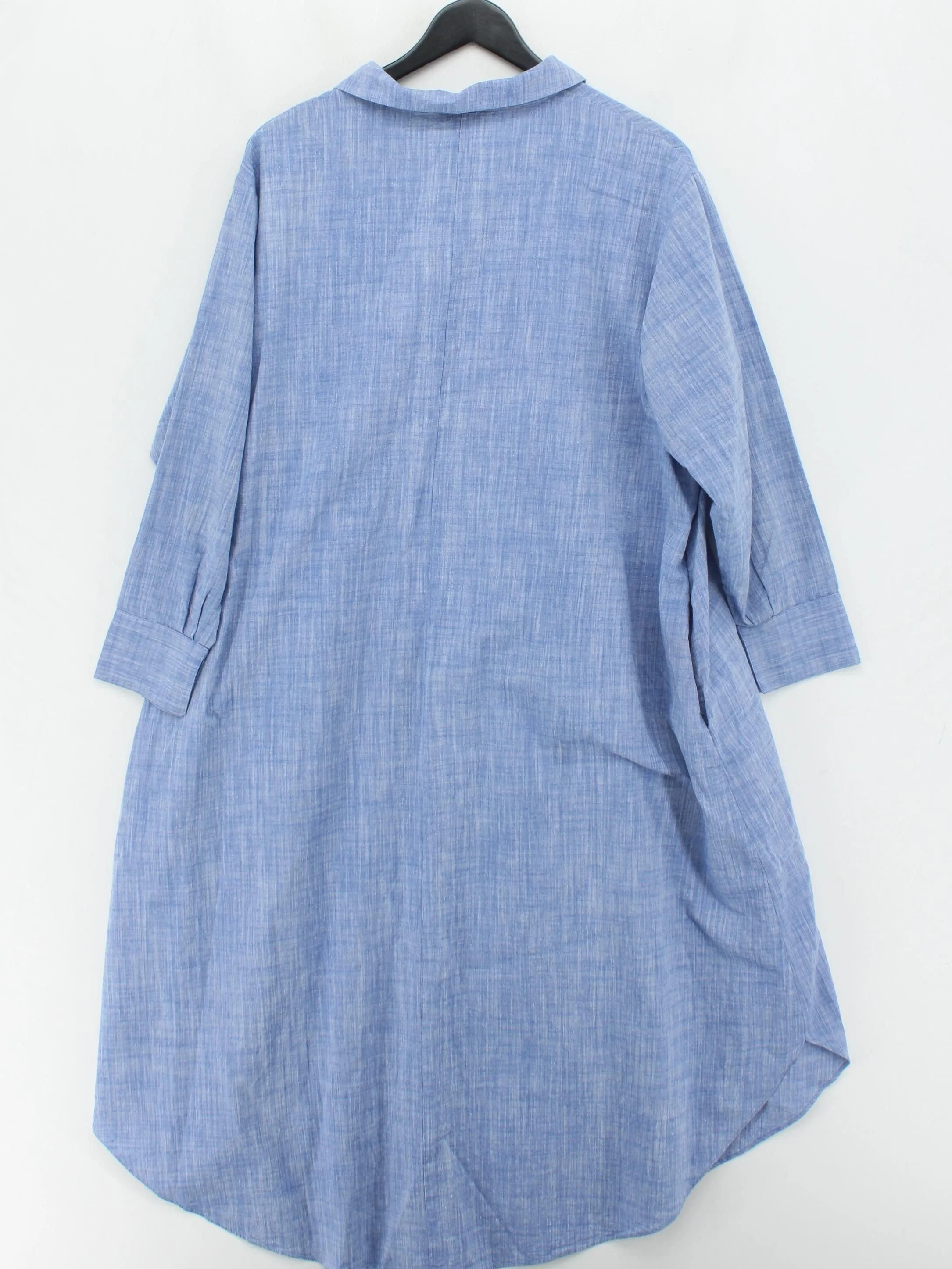 Chalk Women's Top Blue Cotton with Linen 3/4 Sleeve V-Neck Tunic - Image 2