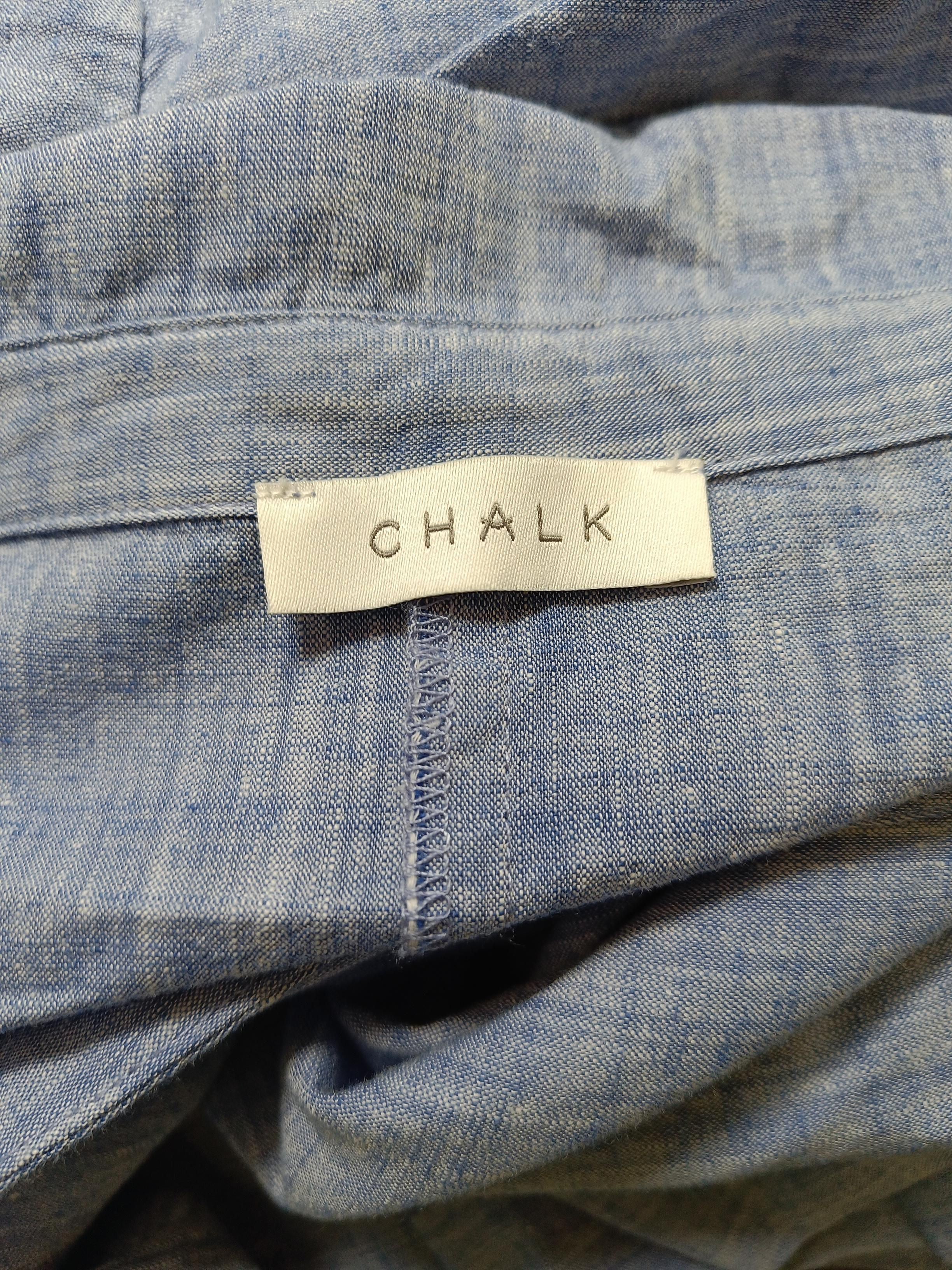 Chalk Women's Top Blue Cotton with Linen 3/4 Sleeve V-Neck Tunic - Image 5