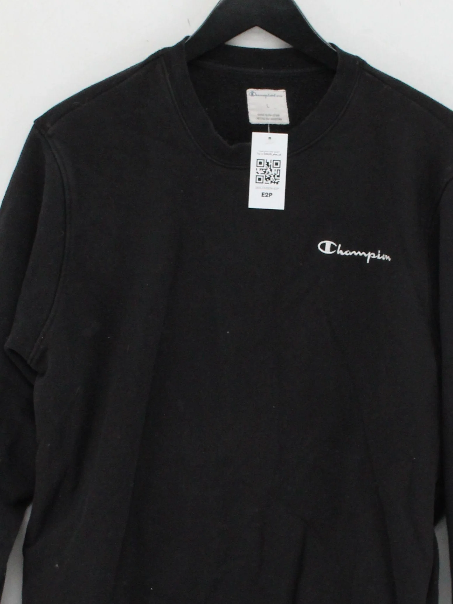 Champion Men's Hoodie L Black Cotton with Polyester Pullover - Image 3