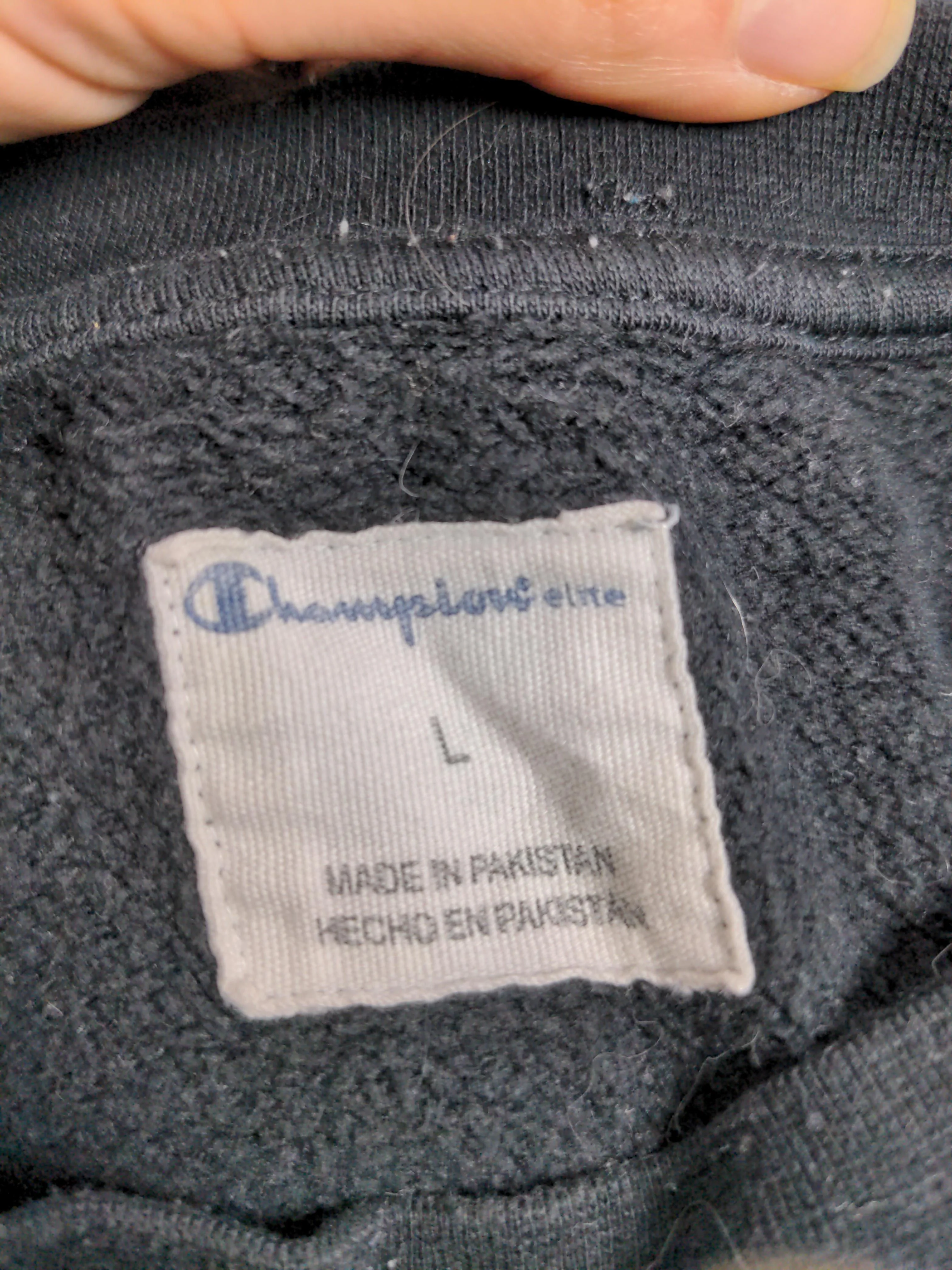 Champion Men's Hoodie L Black Cotton with Polyester Pullover - Image 7