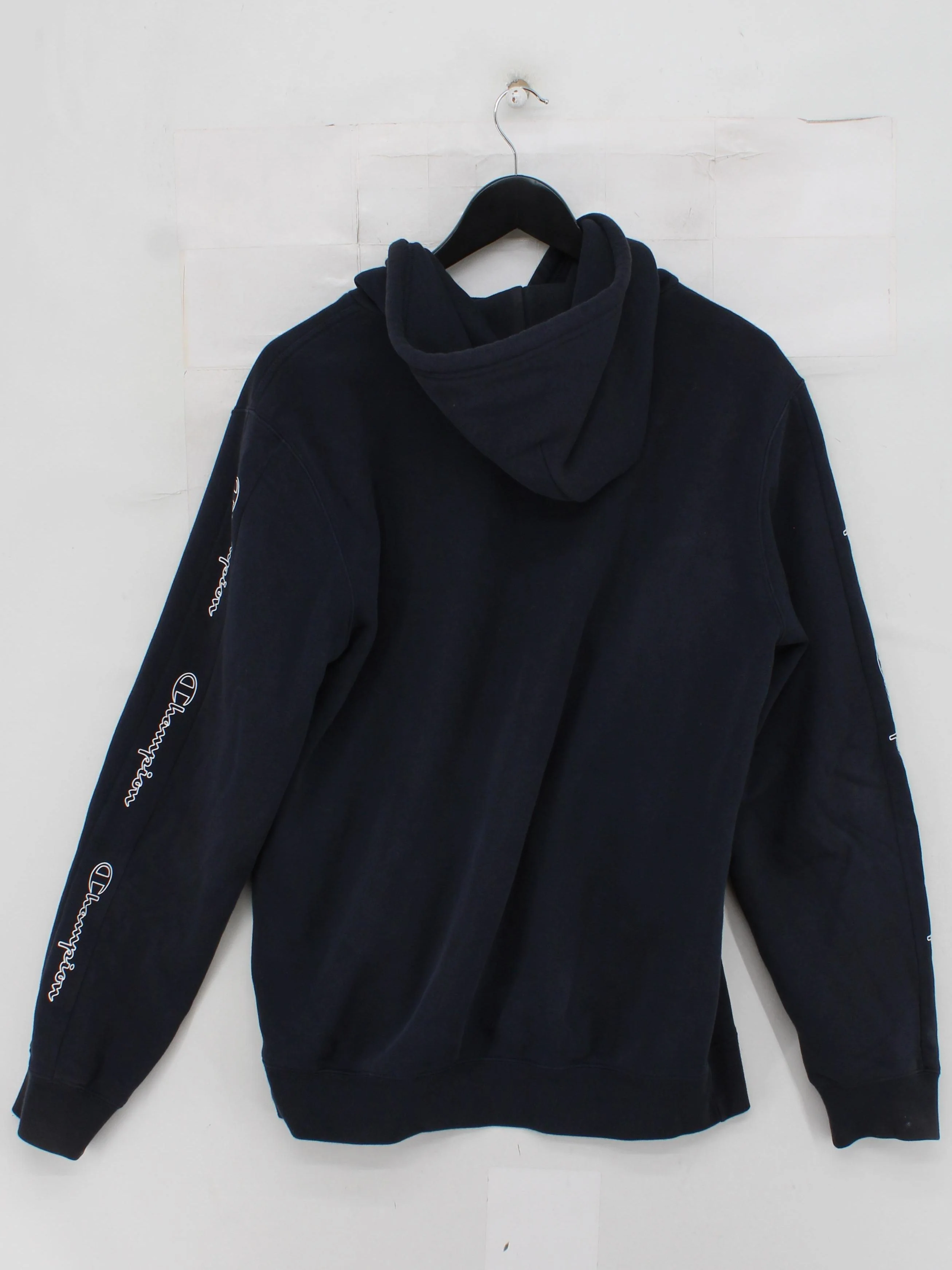 Champion Men's Hoodie L Black Graphic 100% Cotton Pullover - Image 2