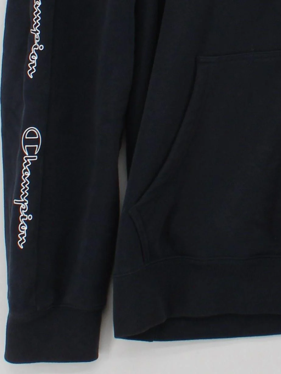 Champion Men's Hoodie L Black Graphic 100% Cotton Pullover - Image 4