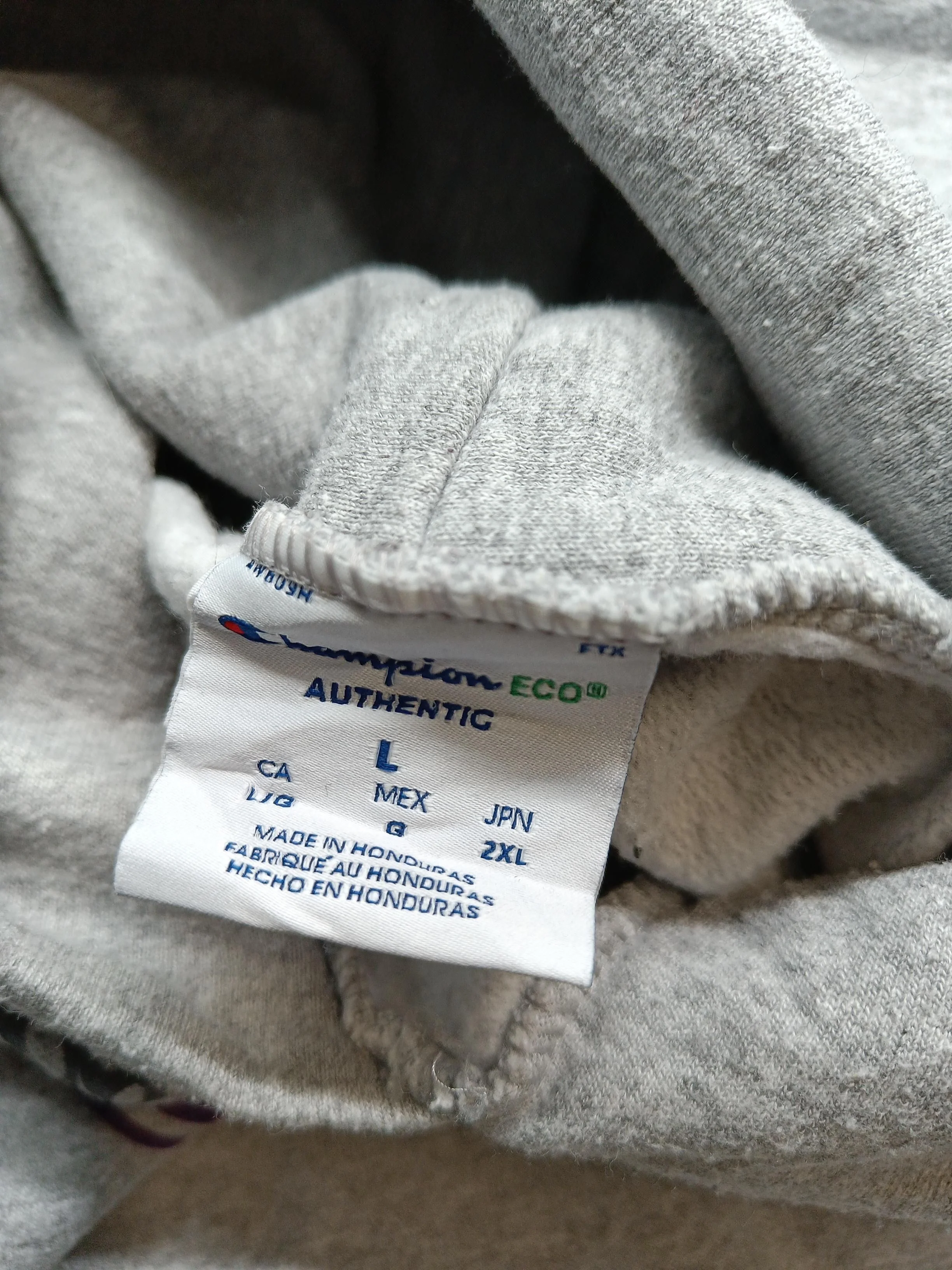Champion Men's Hoodie L Grey Graphic 100% Cotton Pullover - Image 5