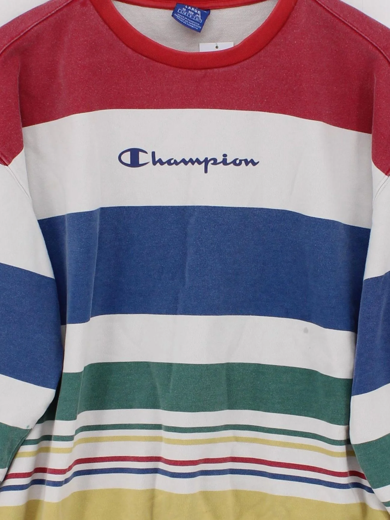 Champion Men's Hoodie L Multi Striped 100% Cotton Pullover - Image 3