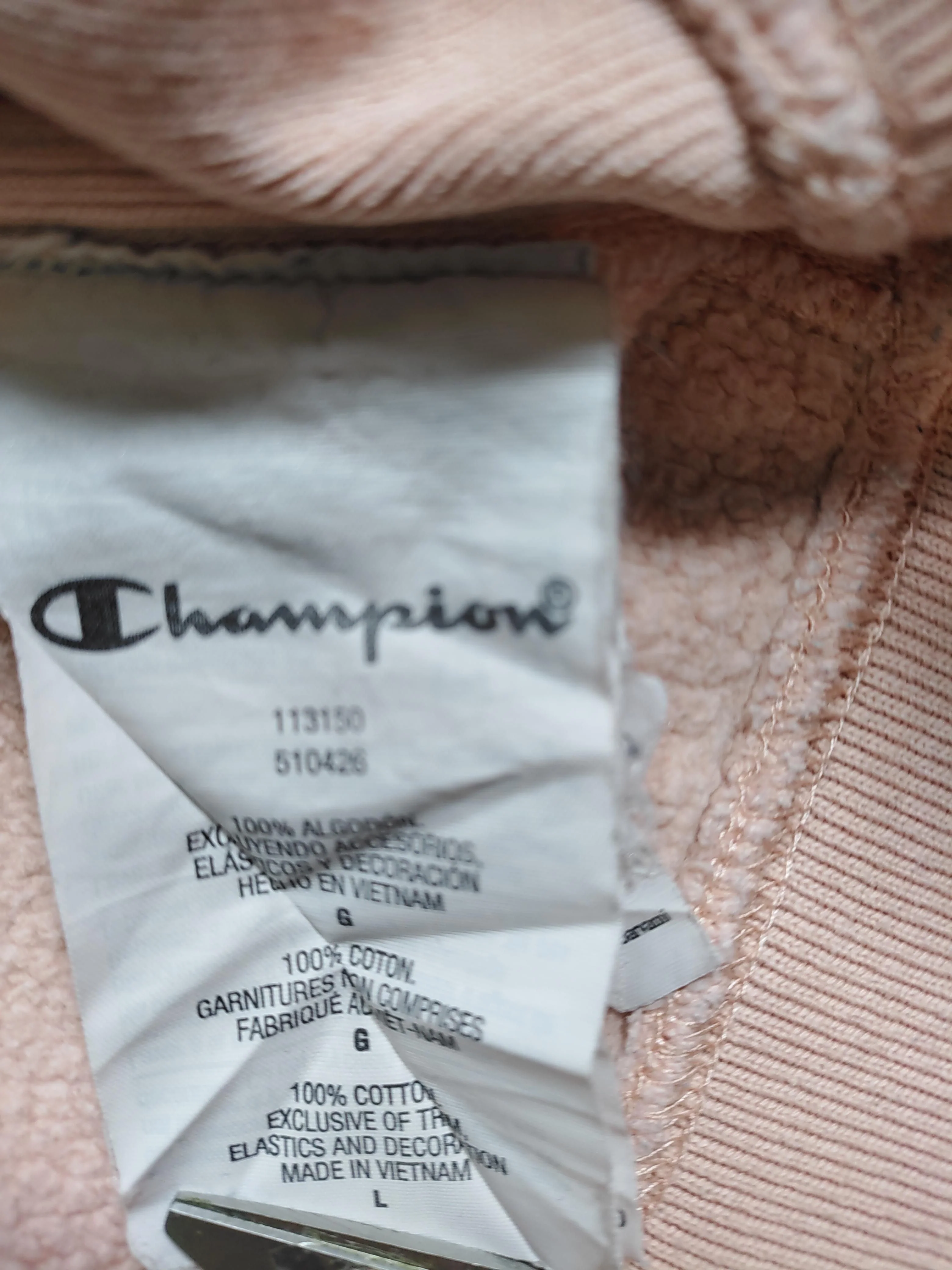 Champion Men's Hoodie L Pink 100% Cotton Pullover - Image 7