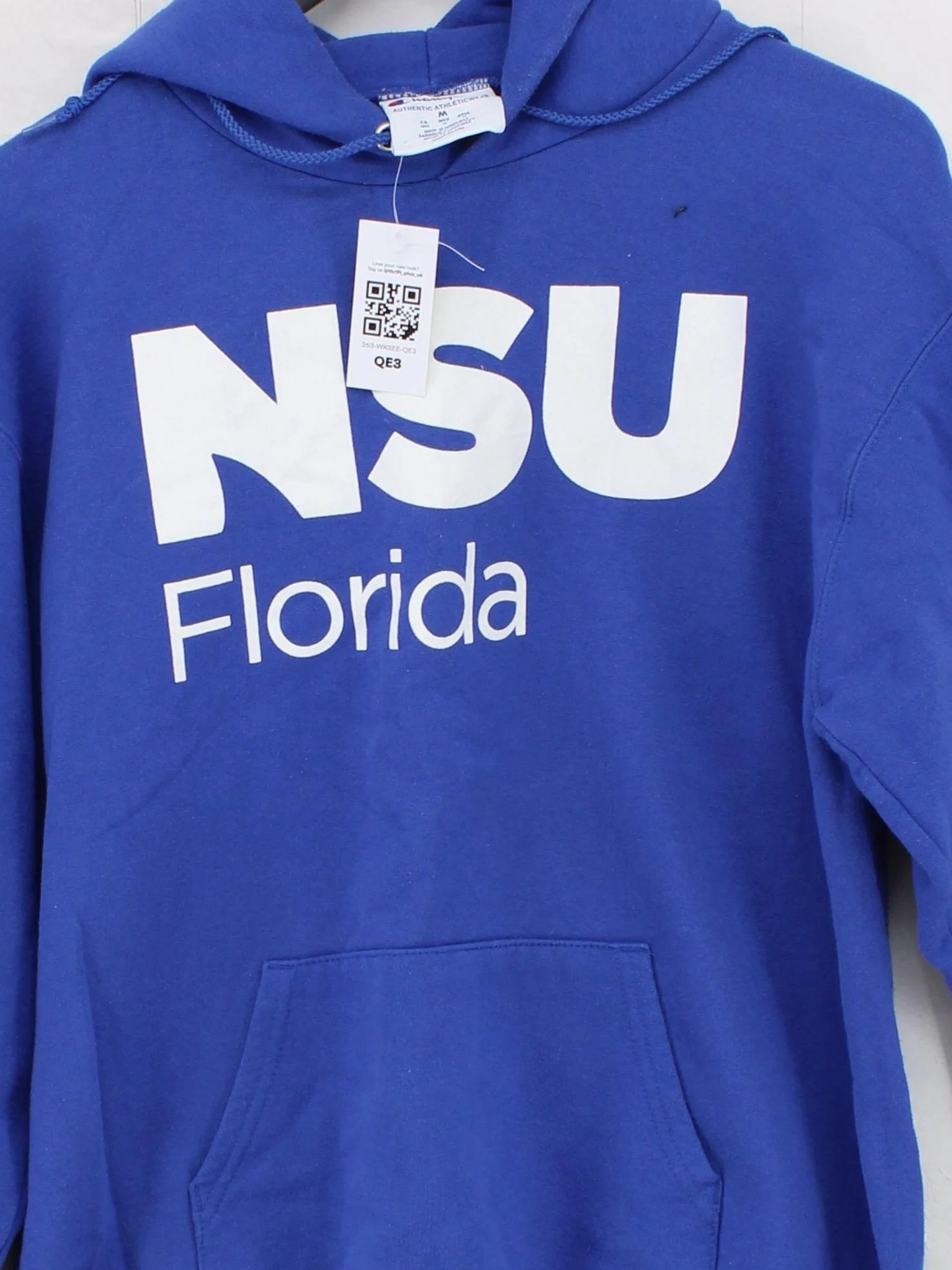 Champion Men's Hoodie M Blue Graphic Cotton with Polyester Pullover - Image 3