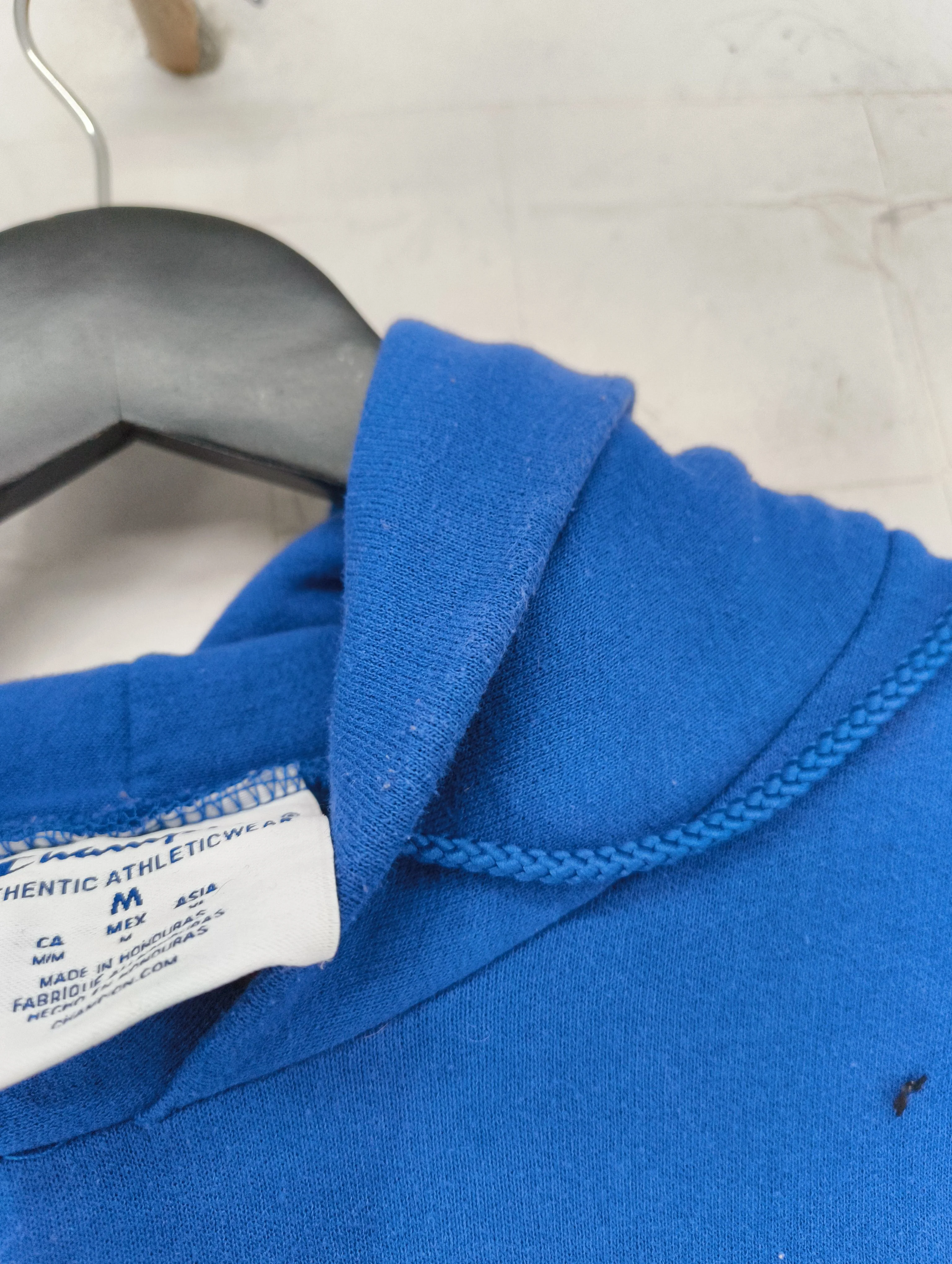 Champion Men's Hoodie M Blue Graphic Cotton with Polyester Pullover - Image 6