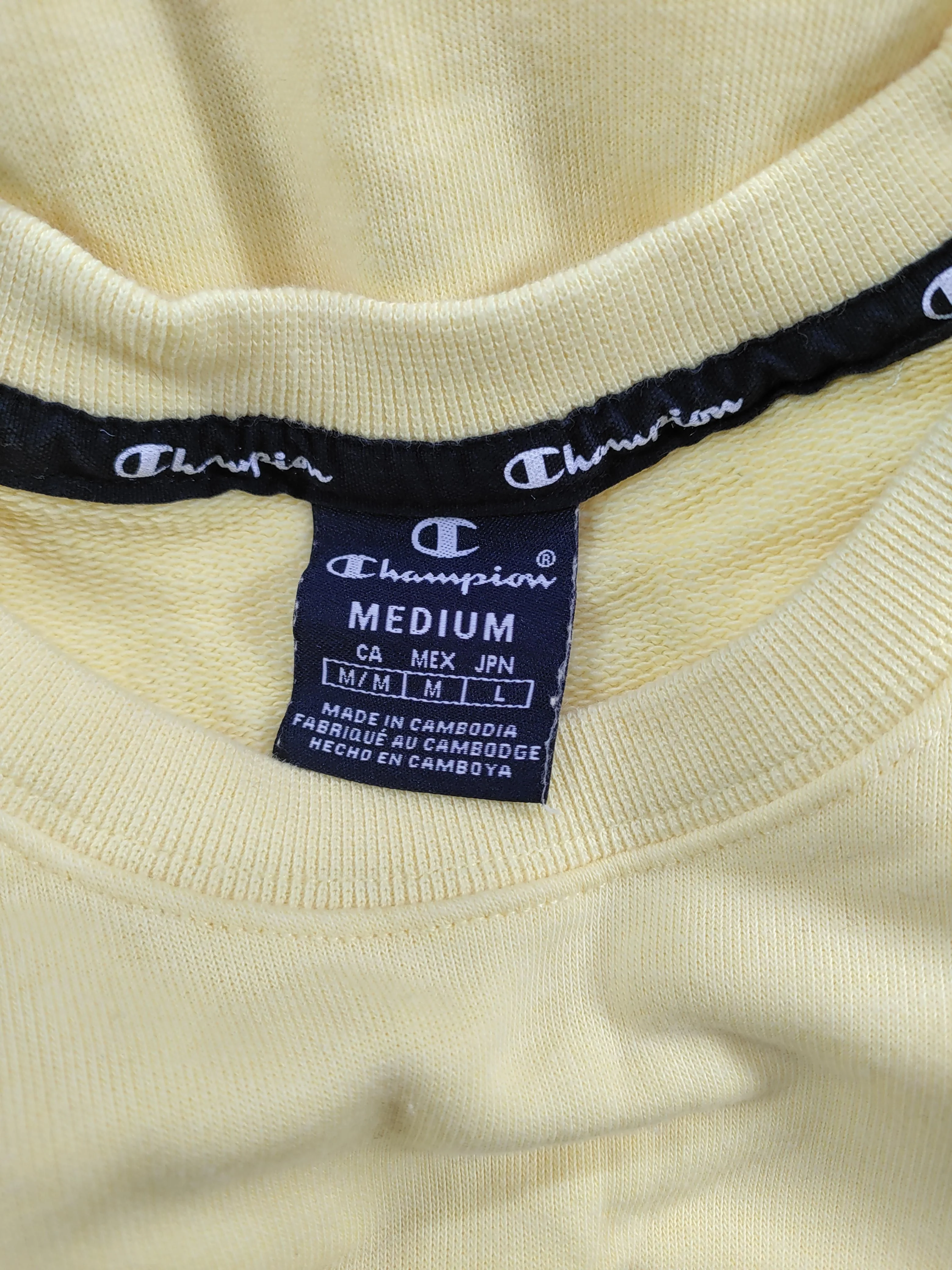 Champion Men's Hoodie M Yellow Cotton with Polyester Pullover - Image 7