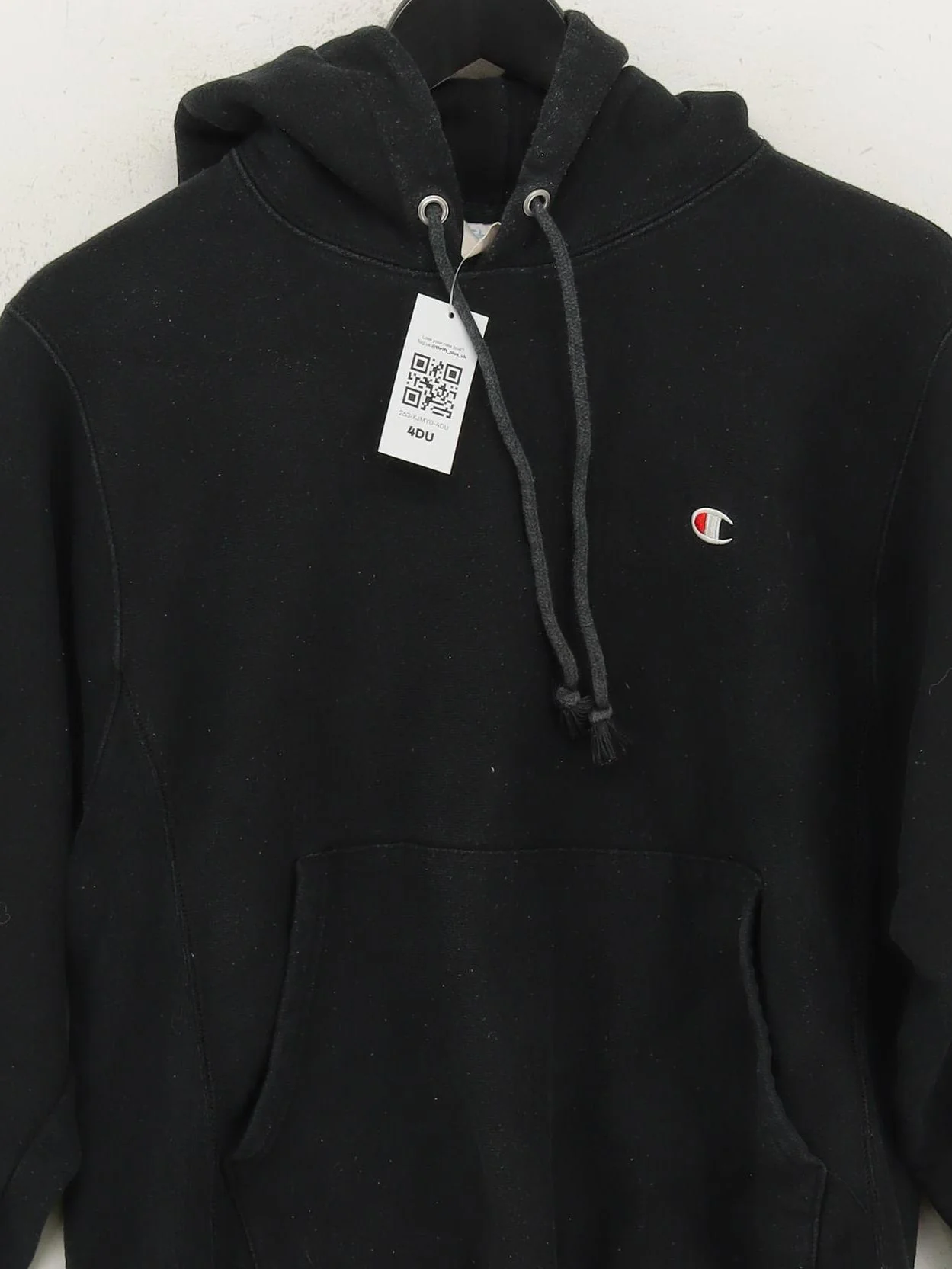 Champion Men's Hoodie S Black Cotton with Polyester Pullover - Image 3