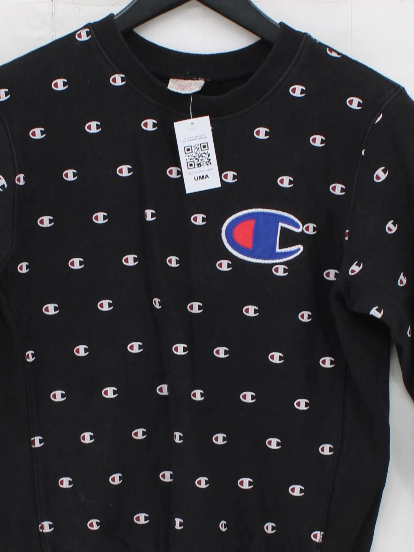 Champion Men's Hoodie S Black Graphic Cotton with Polyester Pullover - Image 3