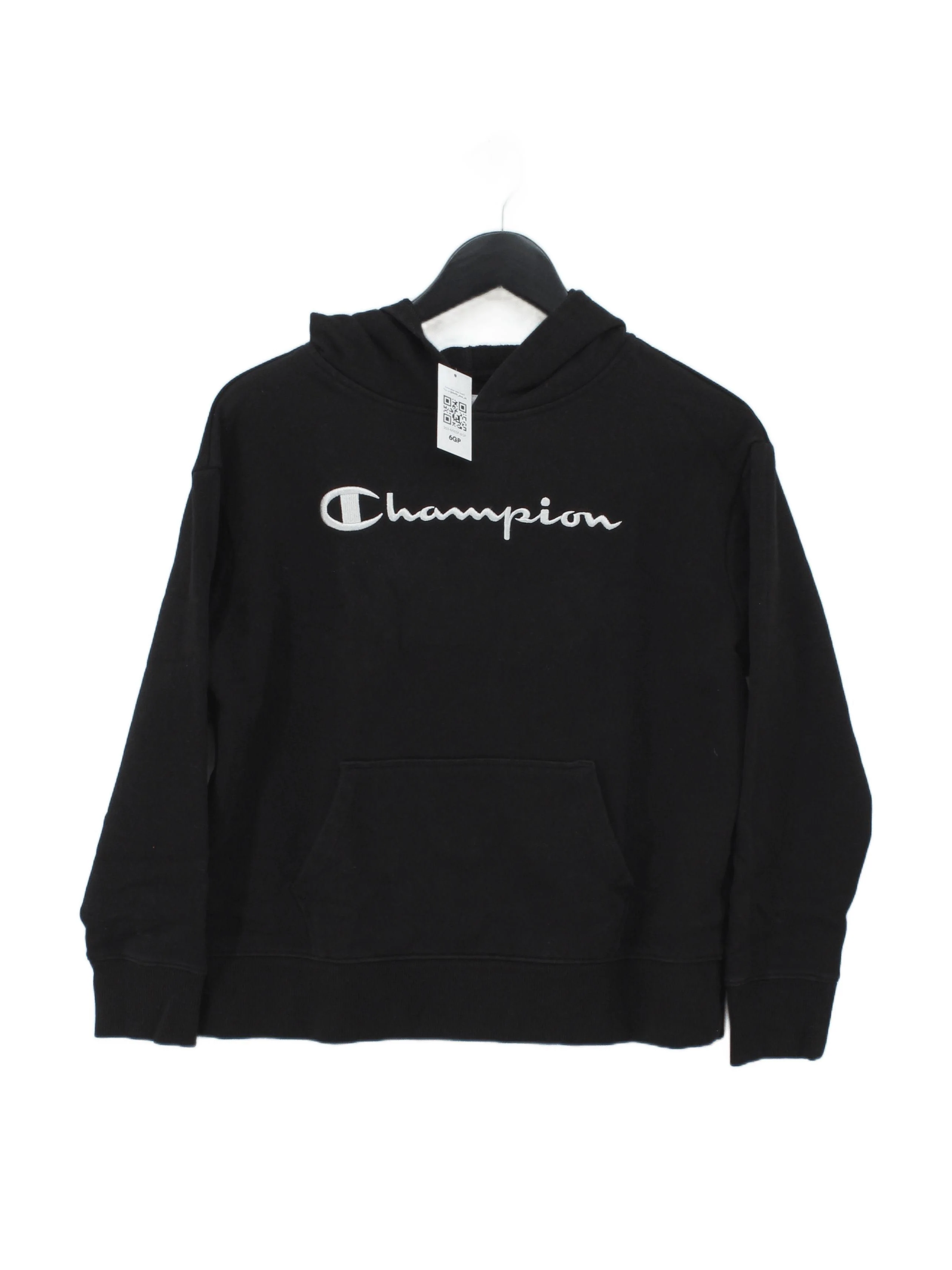 Champion Men's Hoodie S Black Graphic Cotton with Polyester Pullover