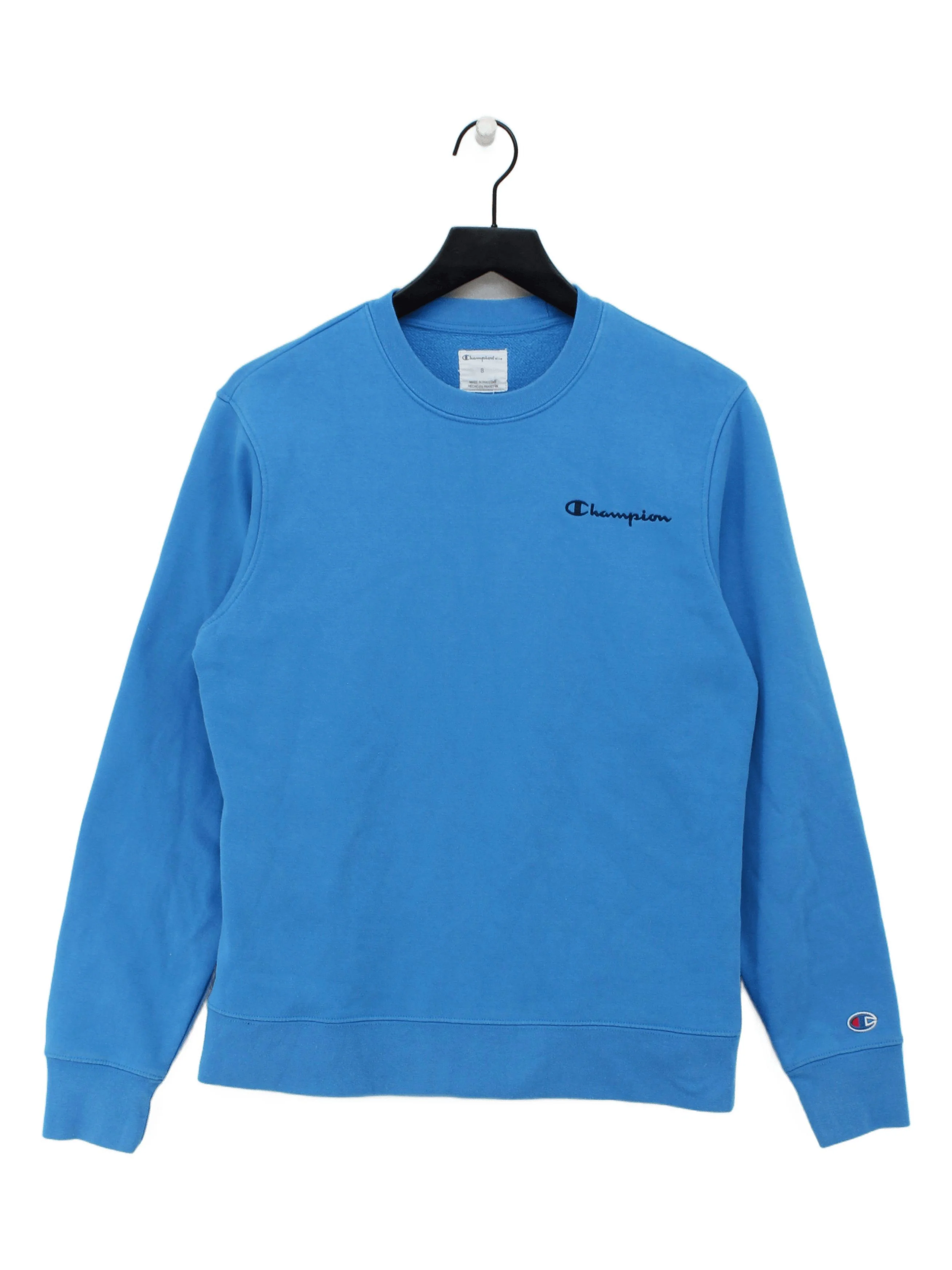 Champion Men's Hoodie S Blue Cotton with Polyester Pullover