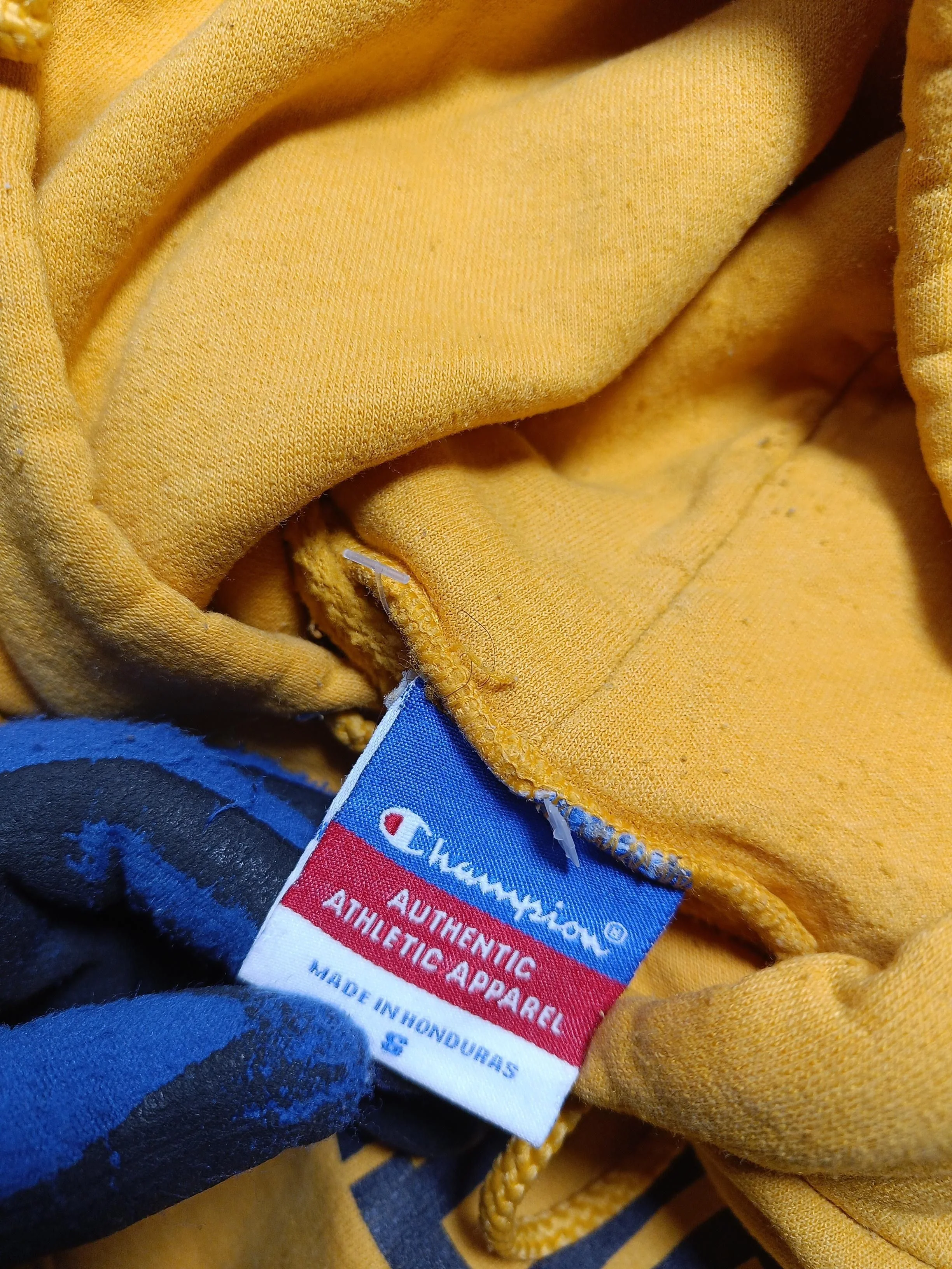 Champion Men's Hoodie S Yellow Graphic 100% Other Pullover - Image 6