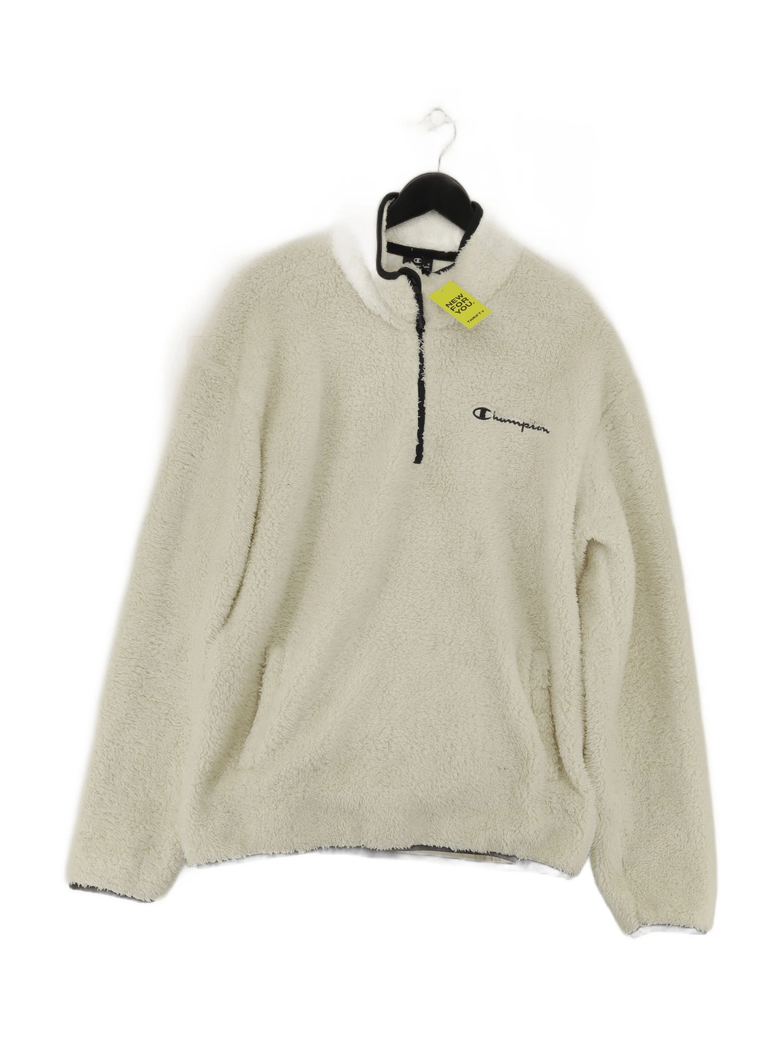 Champion Men's Jumper XL Cream Polyester with Cotton Mock Neck Pullover