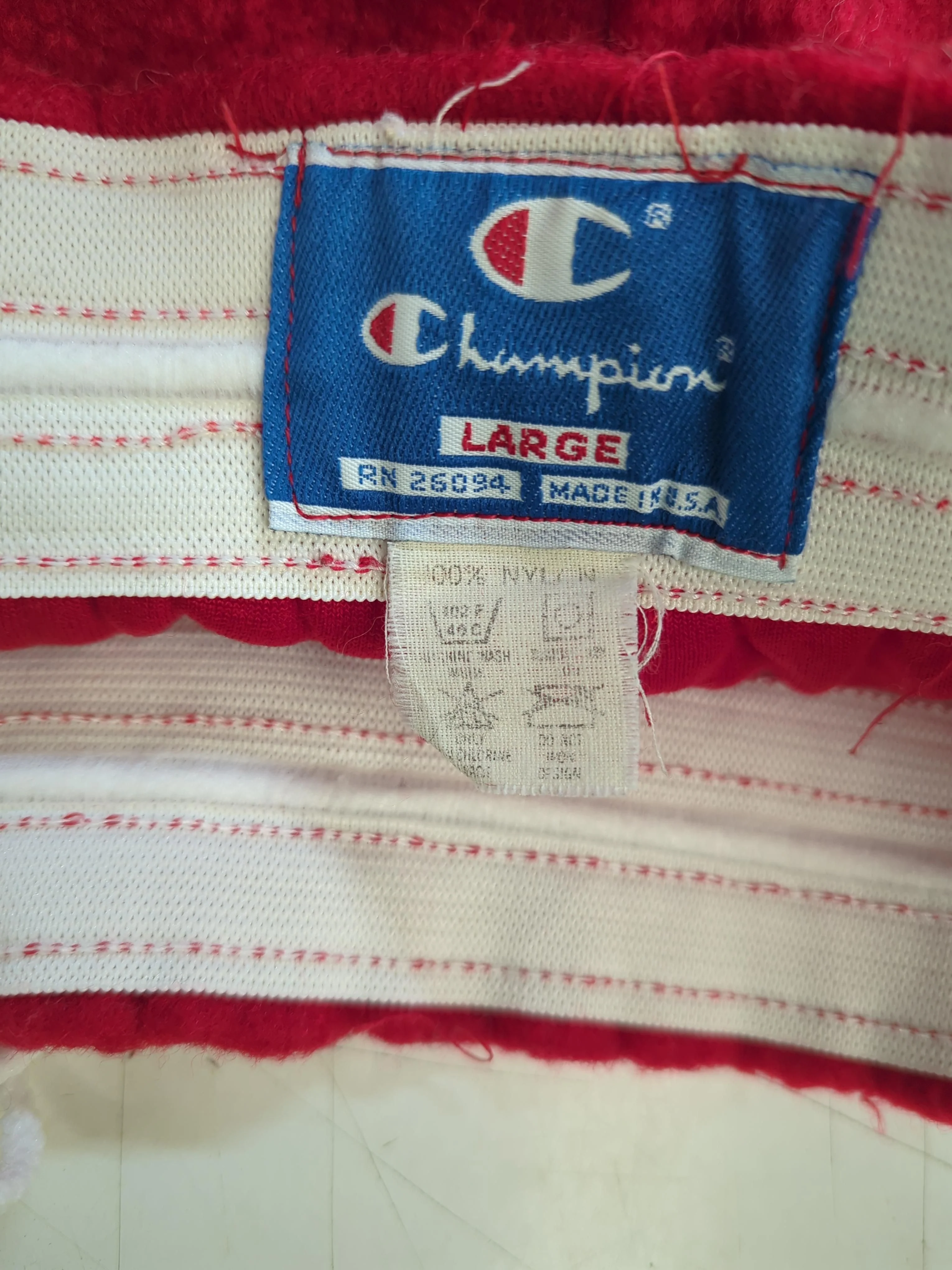 Champion Men's Sports Bottoms L Red 100% Nylon Sweatpants - Image 6