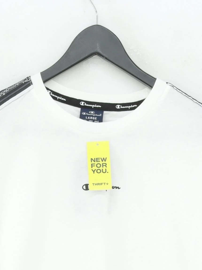 Champion Men's T-Shirt L White 100% Cotton Crew Neck Basic New with tags - Image 3